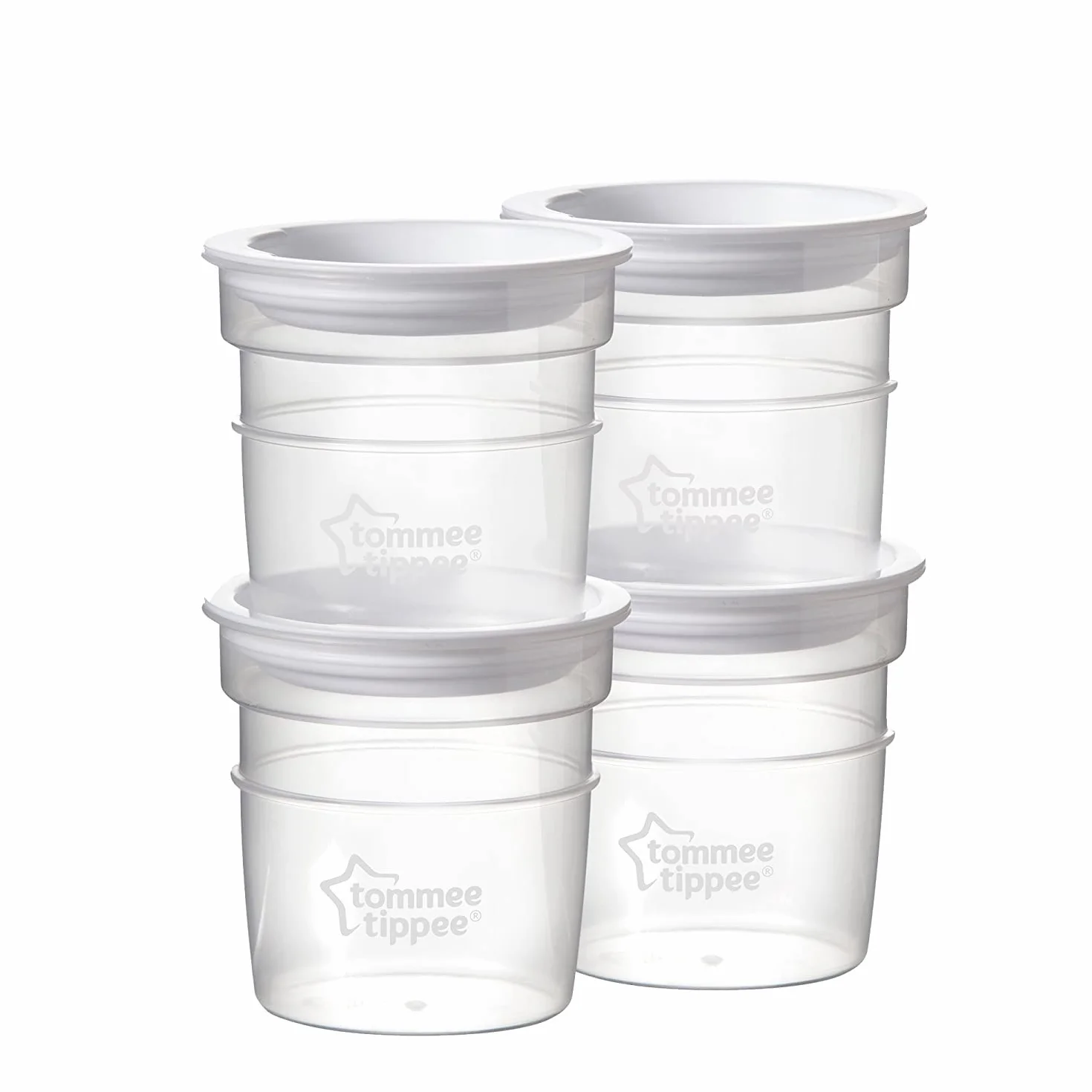 Tommee Tippee Closer to Nature Breast Milk Storage Pots with Lids, 60ml, Suitable for Fridge and Freezer, Pack of 4