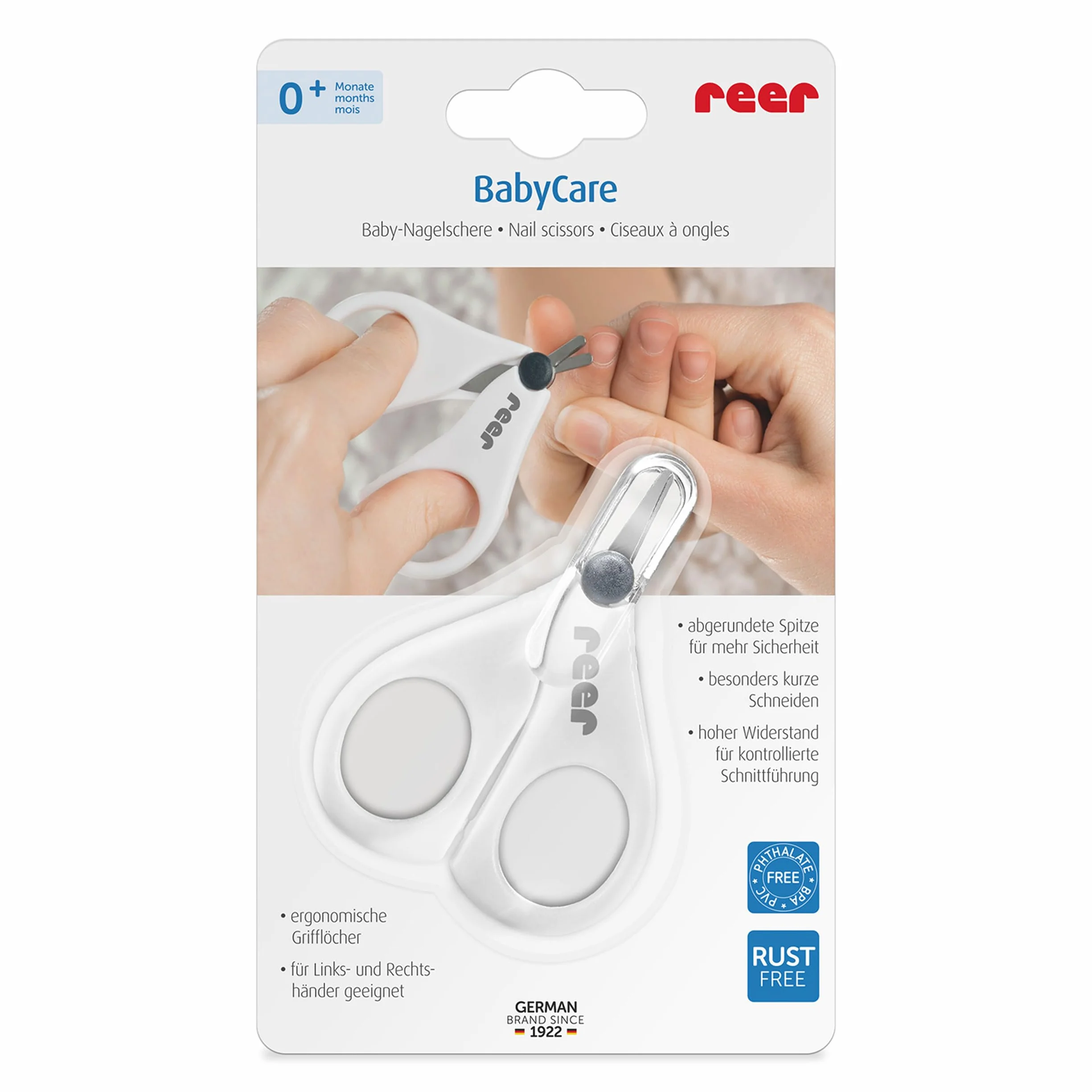 Reer 81060 BabyCare nożyczki do paznokci dla niemowląt, białe