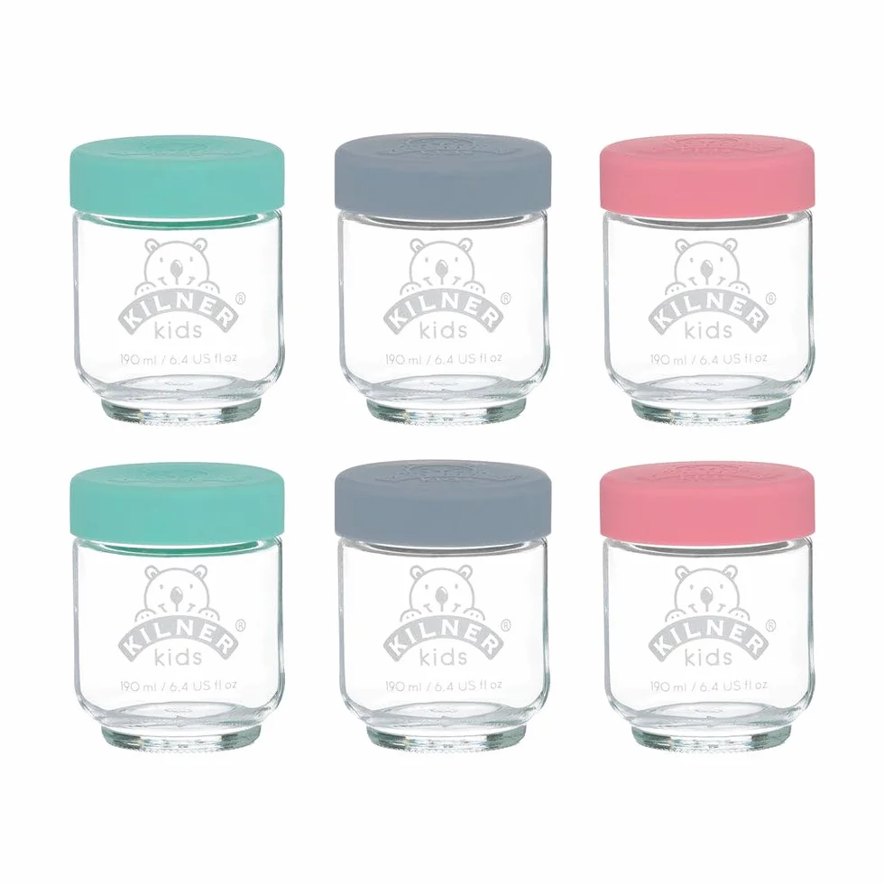 Kilner Zestaw kieliszków dla niemowląt 190 ml | 6 pojemników na owsiankę dla niemowląt | do przechowywania, zamrażania i serwowania domowych posiłków dla niemowląt | wolne od substancji szkodliwych i