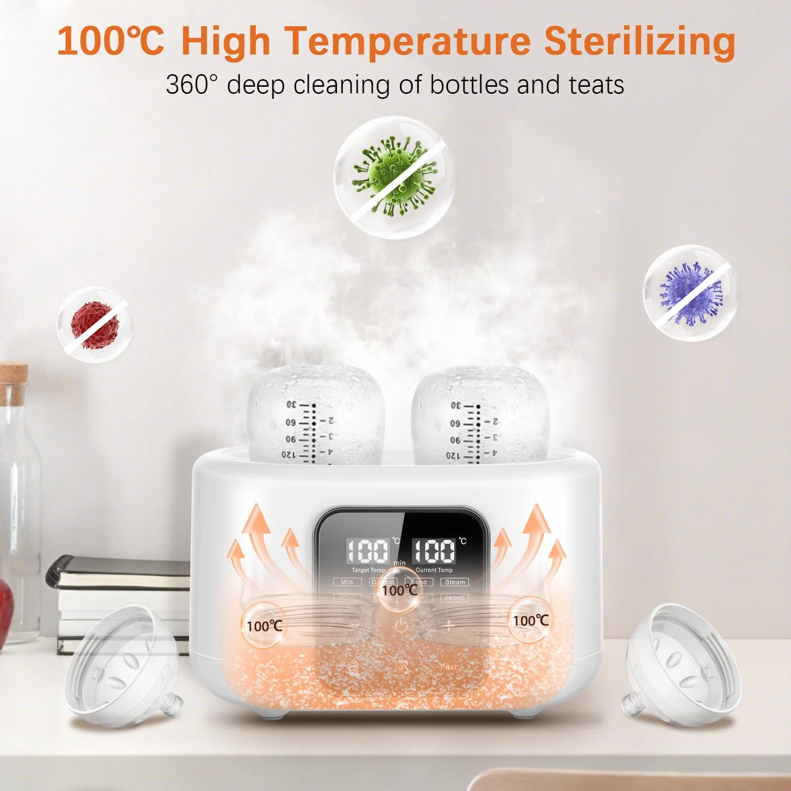 Podgrzewacz do butelek dla niemowląt, szybki podgrzewacz do butelek 6 w 1 z inteligentną kontrolą temperatury, utrzymywanie 48 godzin, podgrzewacz do mleka, podgrzewanie żywności, rozmrażanie