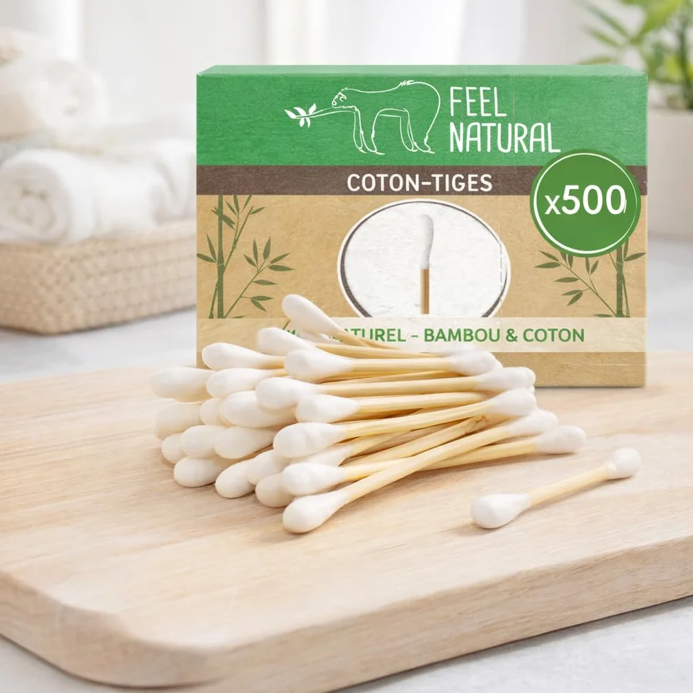 Pudełko 500 bawełnianych łodyg białych Bambus Feel Natural