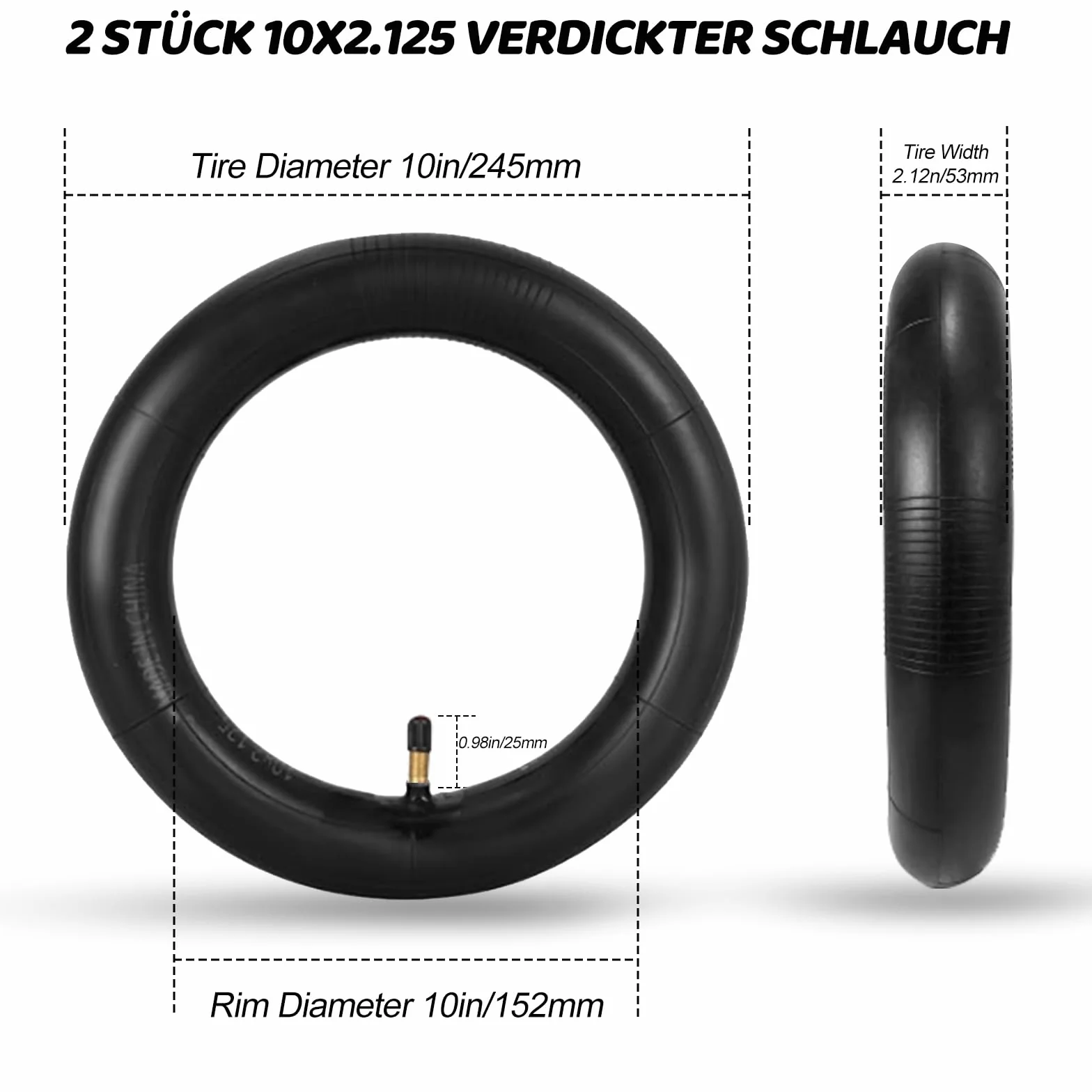 2 sztuki 254x54 mm węże do hulajnogi elektrycznej, węże zapasowe do Xiaomi E Scooter 4/4 Pro, wózka dziecięcego, rowerka dziecięcego i Baby Jogger, 254 mm wzmocniony wężyk do opon, odporny na zużycie