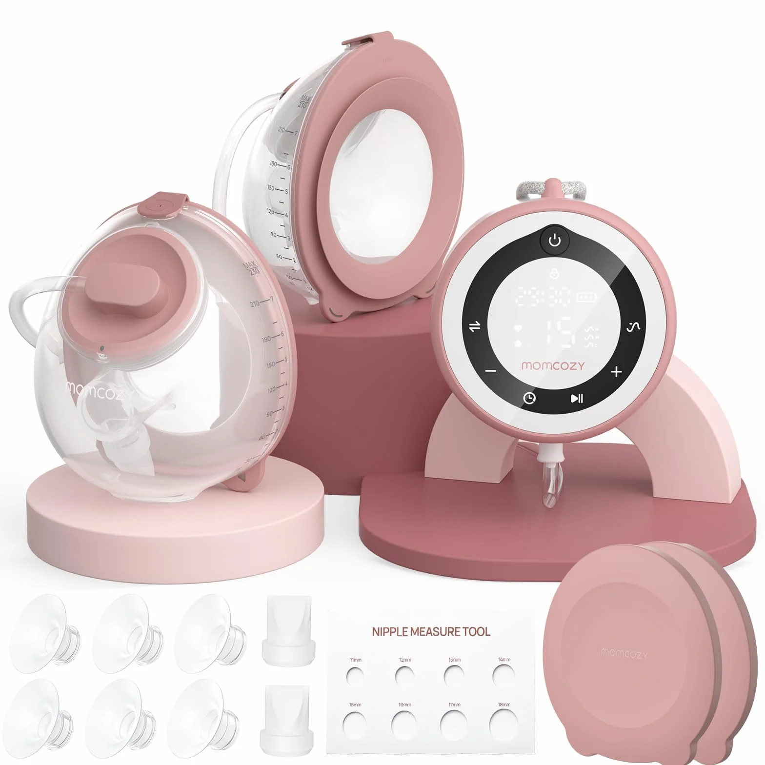 Momcozy V1 Pro Elektryczna Laktatorka – Mocne Ssanie, Przenośna Podwójna Laktatorka Bezdotykowa z 3 Precyzyjnie Dostrojonymi Trybami Ssania 15 Poziomami, Elektryczna Laktatorka z Szczelnym Kołnierzem