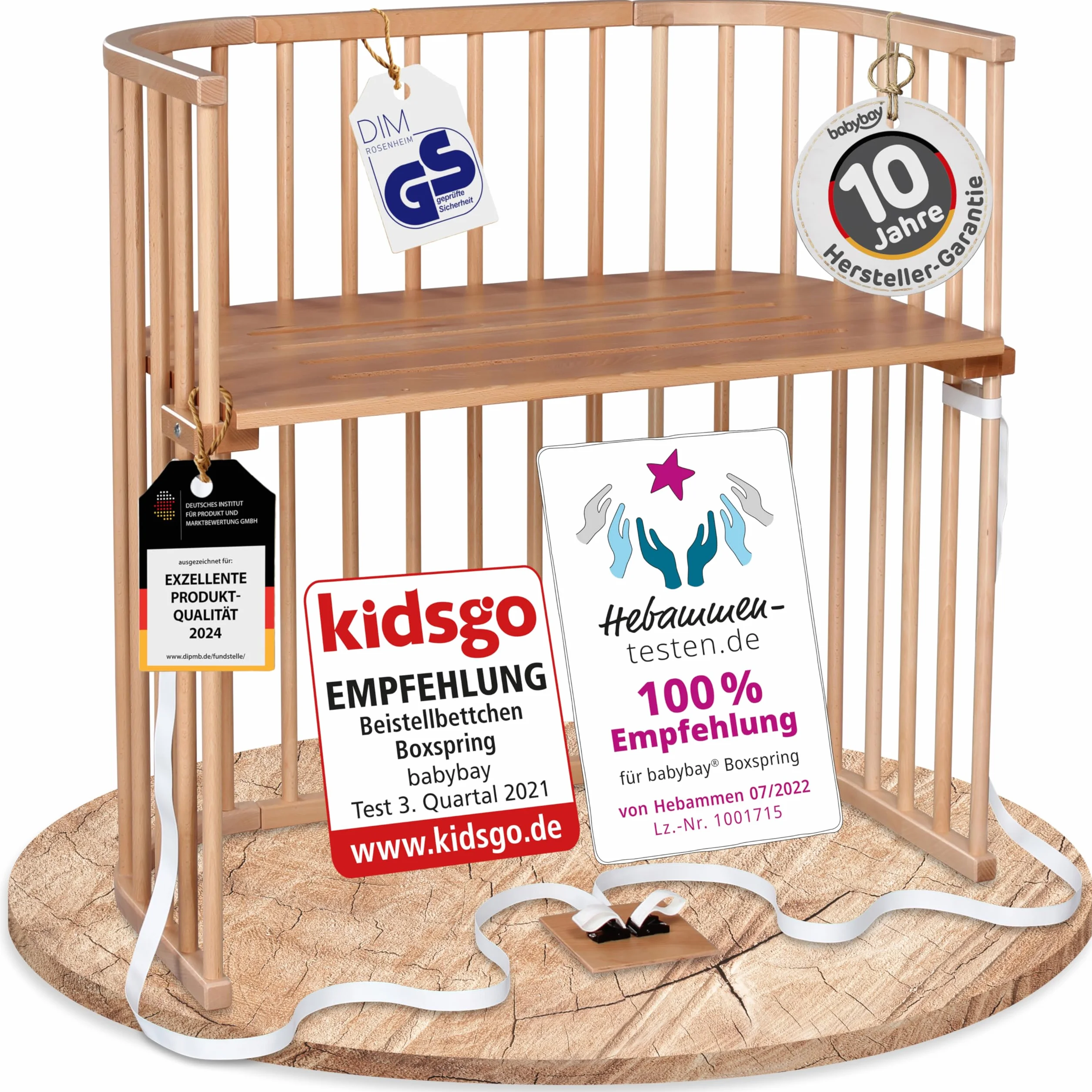 Cododo Babybay Boxspring z litego drewna bukowego I Bezstopniowa regulacja wysokości do łóżeczka dziecięcego z regulacją i ekologicznie rozwijającego się wraz z dzieckiem, lakierowane naturalnie