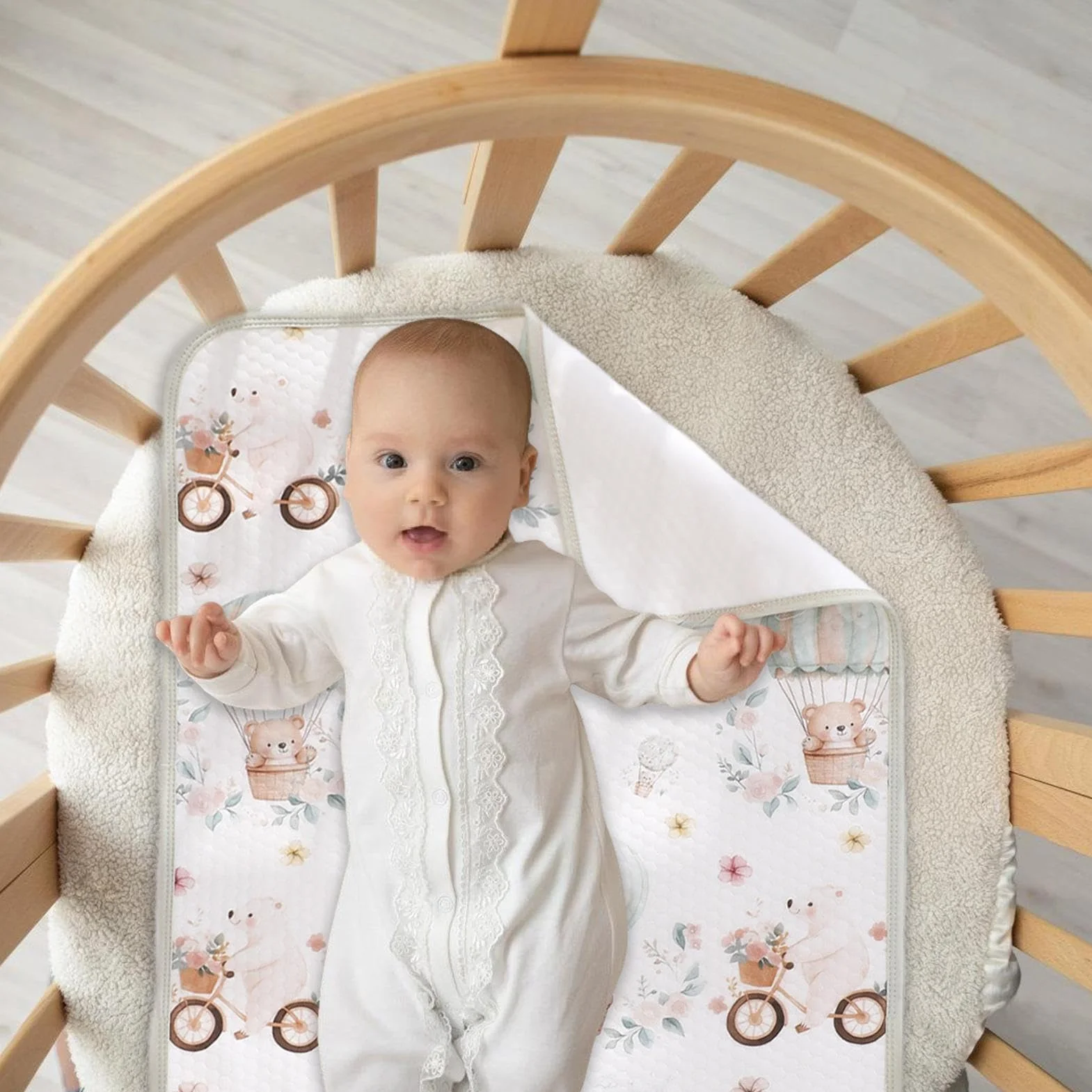 Waterproof Crib Mattress Protector 70x50cm Absorbent Bassinet Liner Sheet
