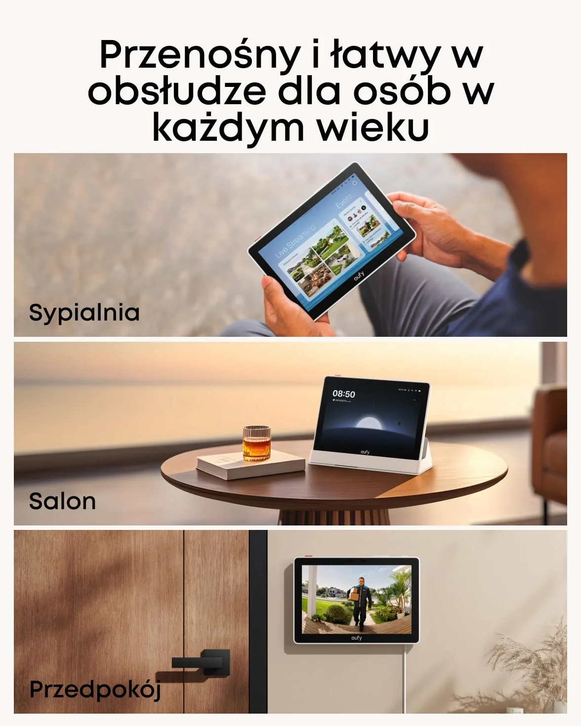eufy Smart Display, Smart Home Hub, 8-calowy panel sterowania, Kompatybilny z urządzeniami zabezpieczającymi eufy, 4 widoki na 1 wyświetlaczu, Wiadomości w czasie rzeczywistym, Raporty dzienne