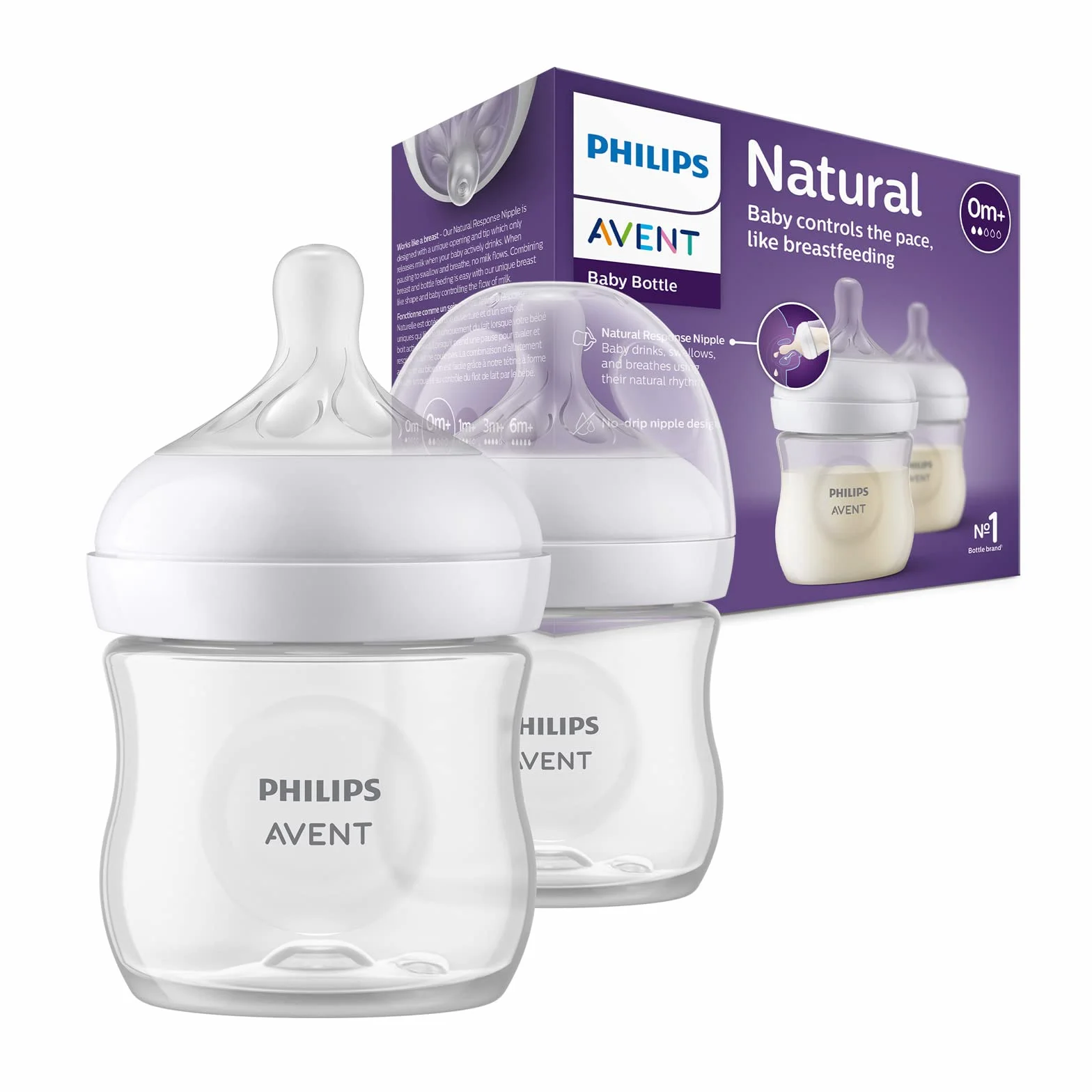 Philips Avent butelka Natural z Responsywnym smoczkiem 125ml, 2 szt. (model SCY900/02)