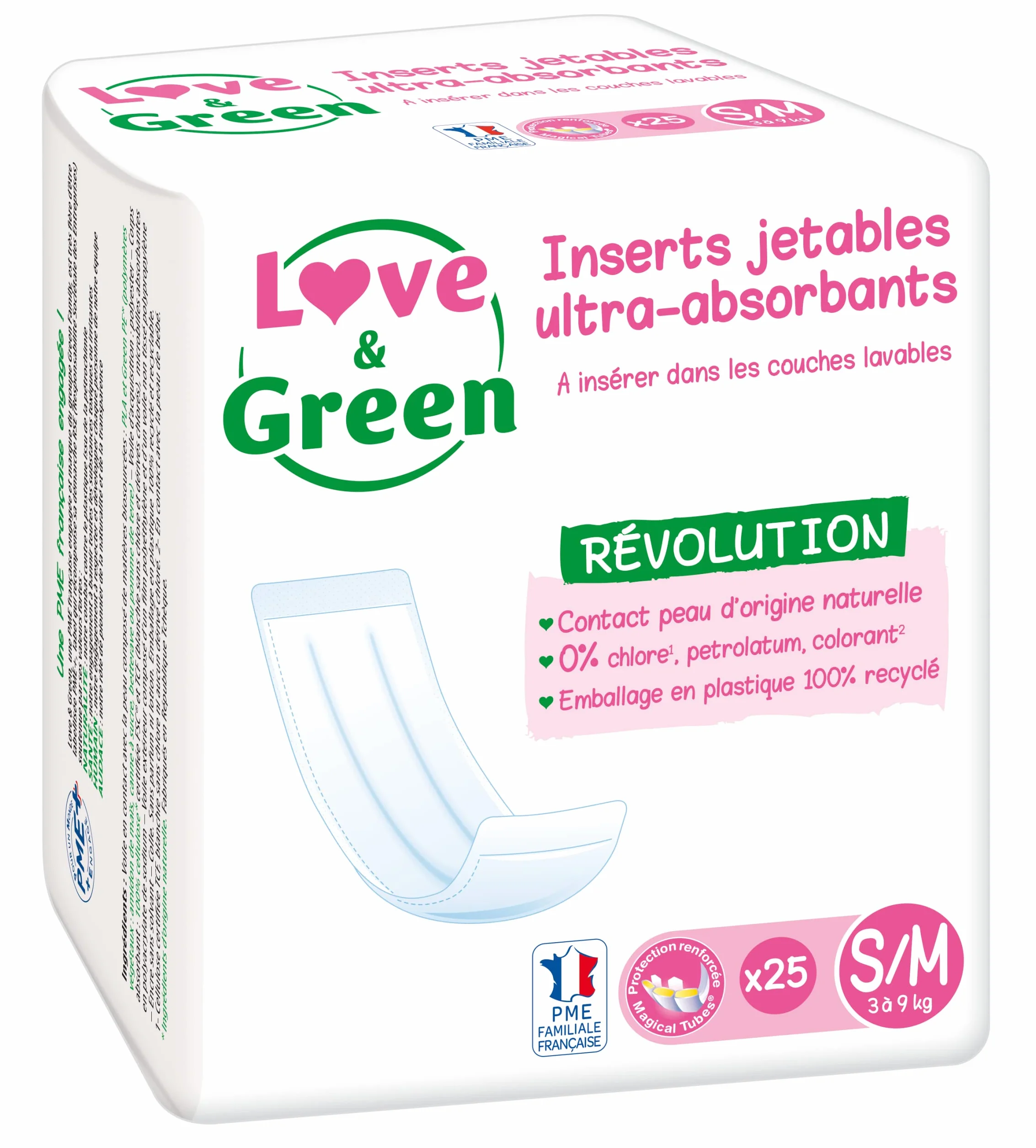 Love & Green Ekologiczna Jednorazowa wkładka do prania x25 Rozmiar S/M