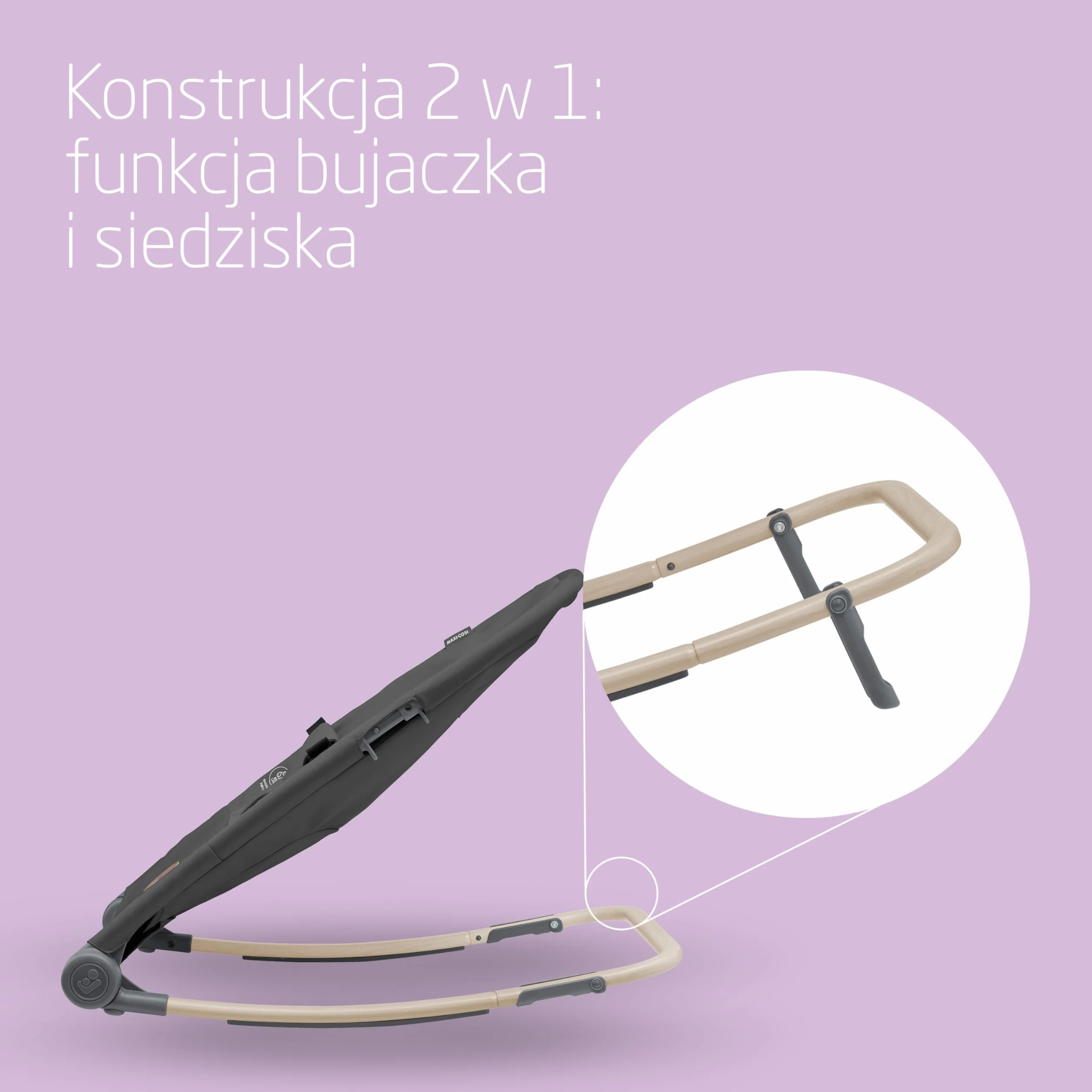 Maxi-Cosi Loa Bujaczek Lezaczek dla Niemowląt, Ultrakompaktowy po Złożeniu, Lekki, 2 Pozycje Odchylania, Przenośny Bujaczek, 100% z Tkanin z Recyklingu, 0–2 Lata, 0–12 kg, Beyond Graphite