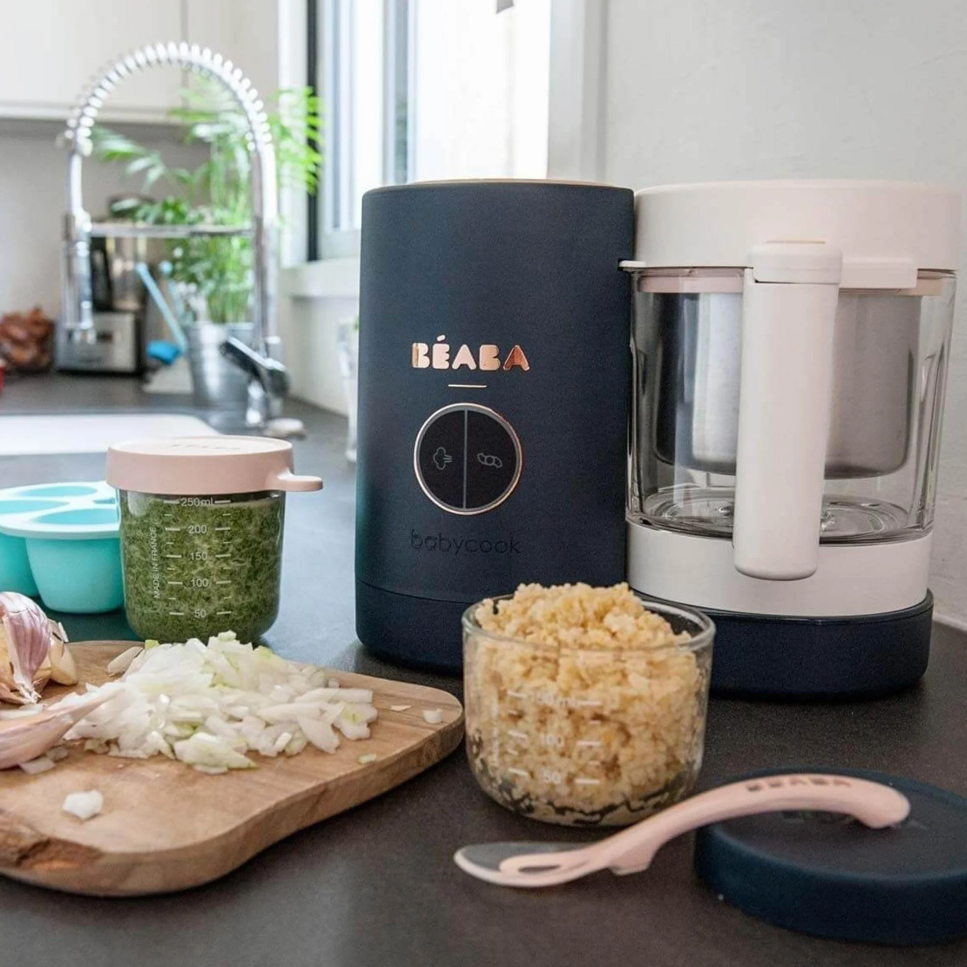 BÉABA, Babycook Neo, mikser parowy 6 w 1, robot dla niemowląt, wyprodukowany we Francji, szklana miska, zbiornik ze stali nierdzewnej, duża pojemność, dywersyfikacja żywności, małe słoiki dla dzieci,