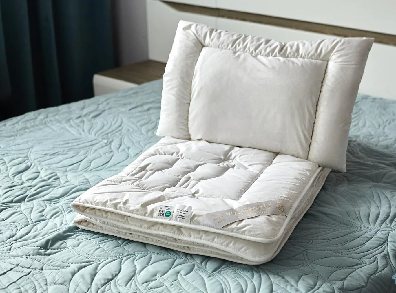 Merino Wool Kołdra dziecięca 90 x 120 cm bawełniana + wełna, Naturalna kołdra 8-10 tog 500 g/m2 naturalna pościel doskonała inwestycja w osobisty komfort Twojego dziecka.
