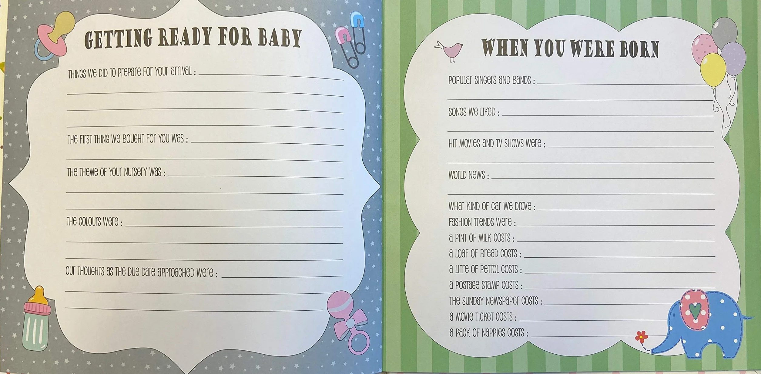 Baby's My First Year Recorord Log Book upamiętniający narodziny przez pierwszy rok na Ziemi - niebieski