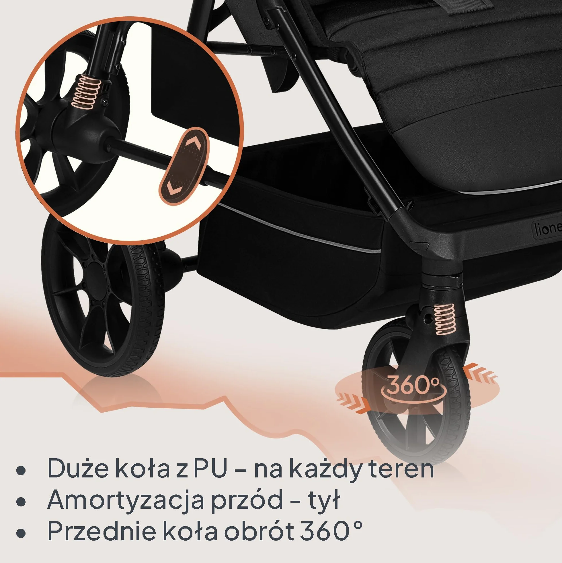 LIONELO MIRA Wózek dziecięcy do 22 kg, od 6 m do 4 lat, kółka obrotowe 360°, amortyzacja, regulowane oparcie, UPF50, różowy