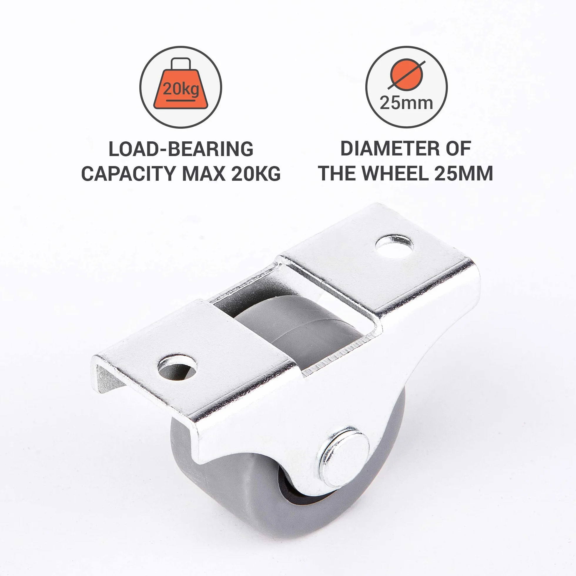 Zestaw mini miękkich gumowych kółek z metalową płytą i śrubami do mebli, 30 mm