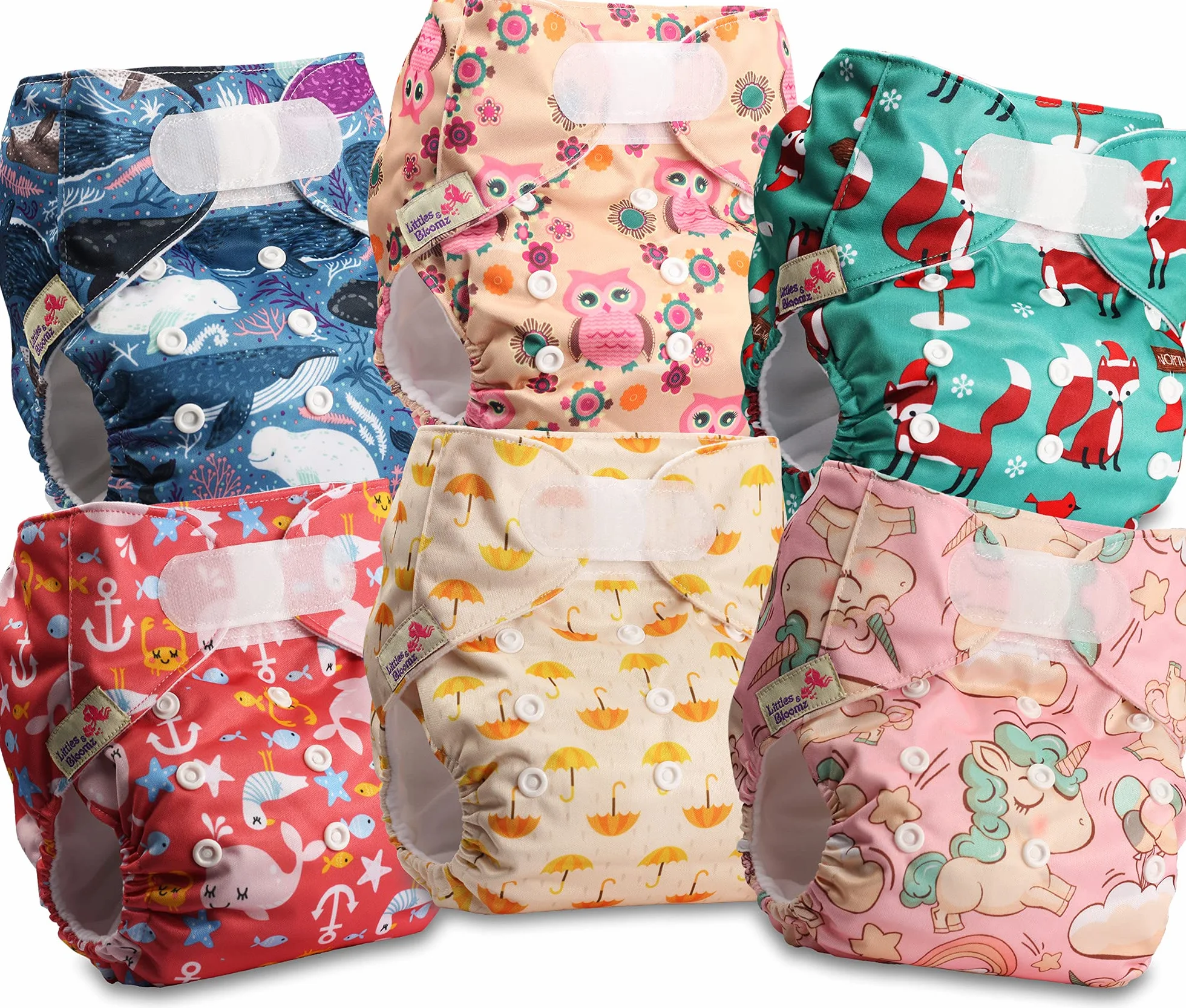Littles and Bloomz wielokrotnego użytku kieszonkowa pielucha materiałowa 6 sztuk standardowa pętla