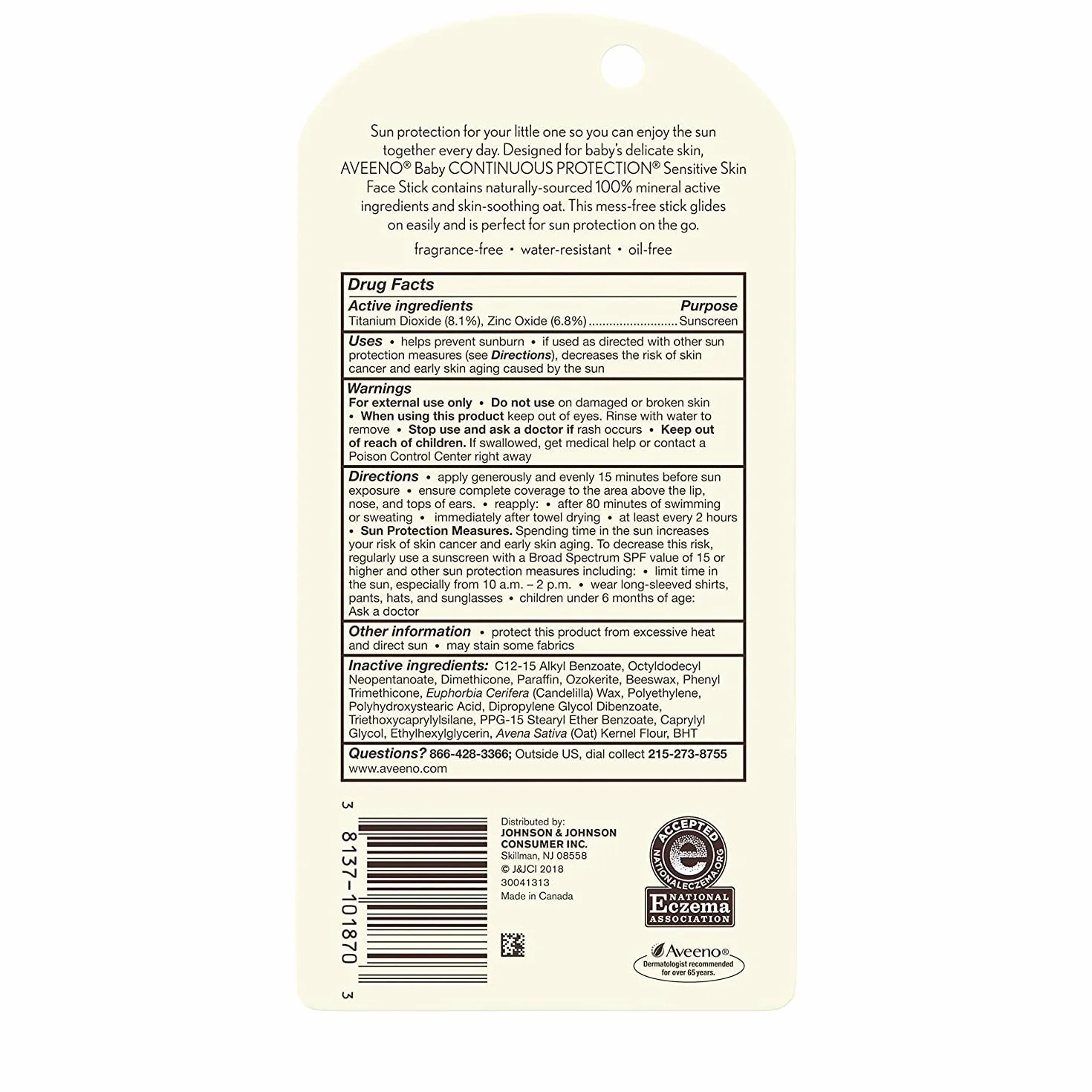 Aveeno Baby Natural Protection Stick SPF 50 plus 0.5 oz