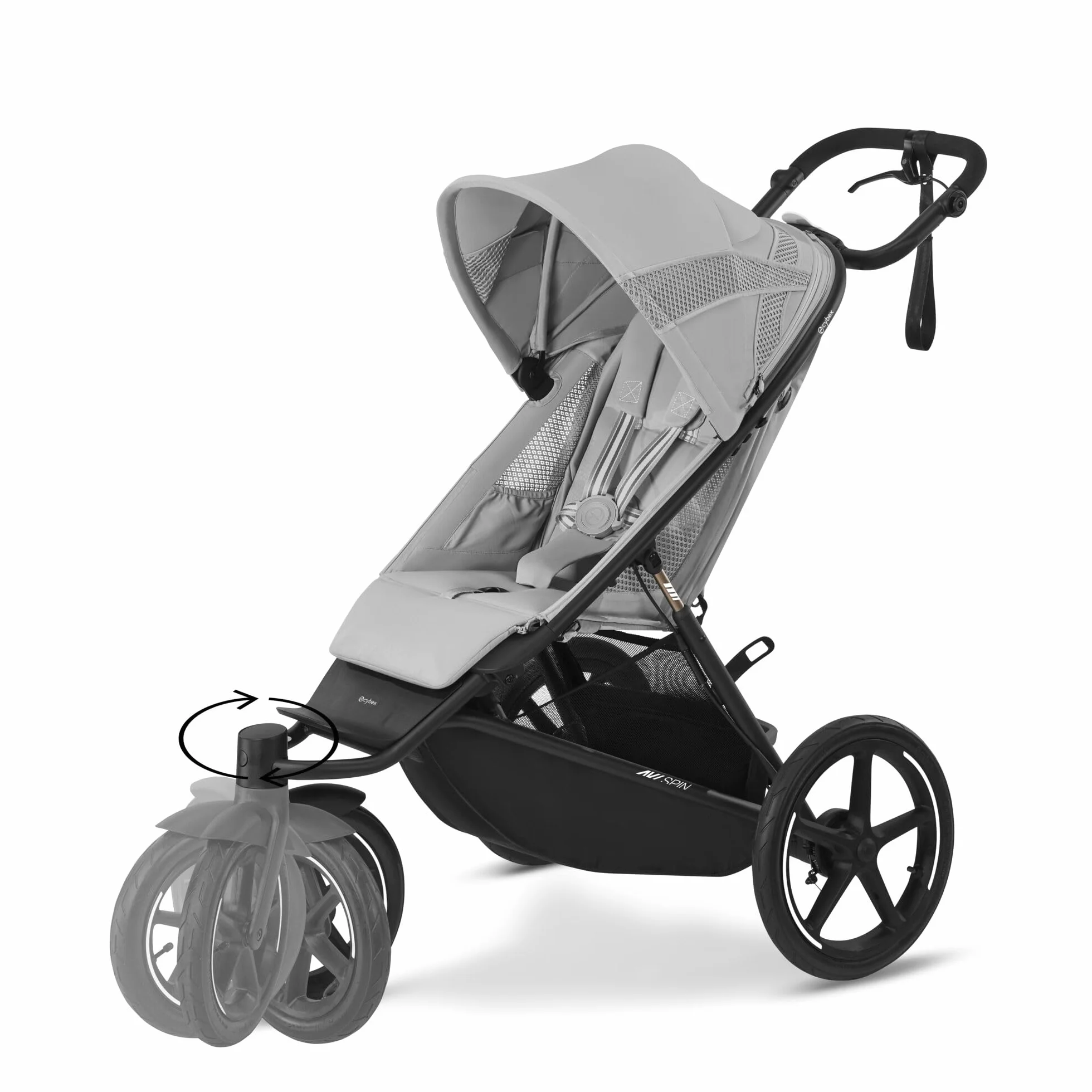 CYBEX Gold Wózek AVI SPIN, Od urodzenia do ok. 4 lat, Max. 111 cm i 22 kg, Miasto, Wózek terenowy i do biegania, Fog Grey