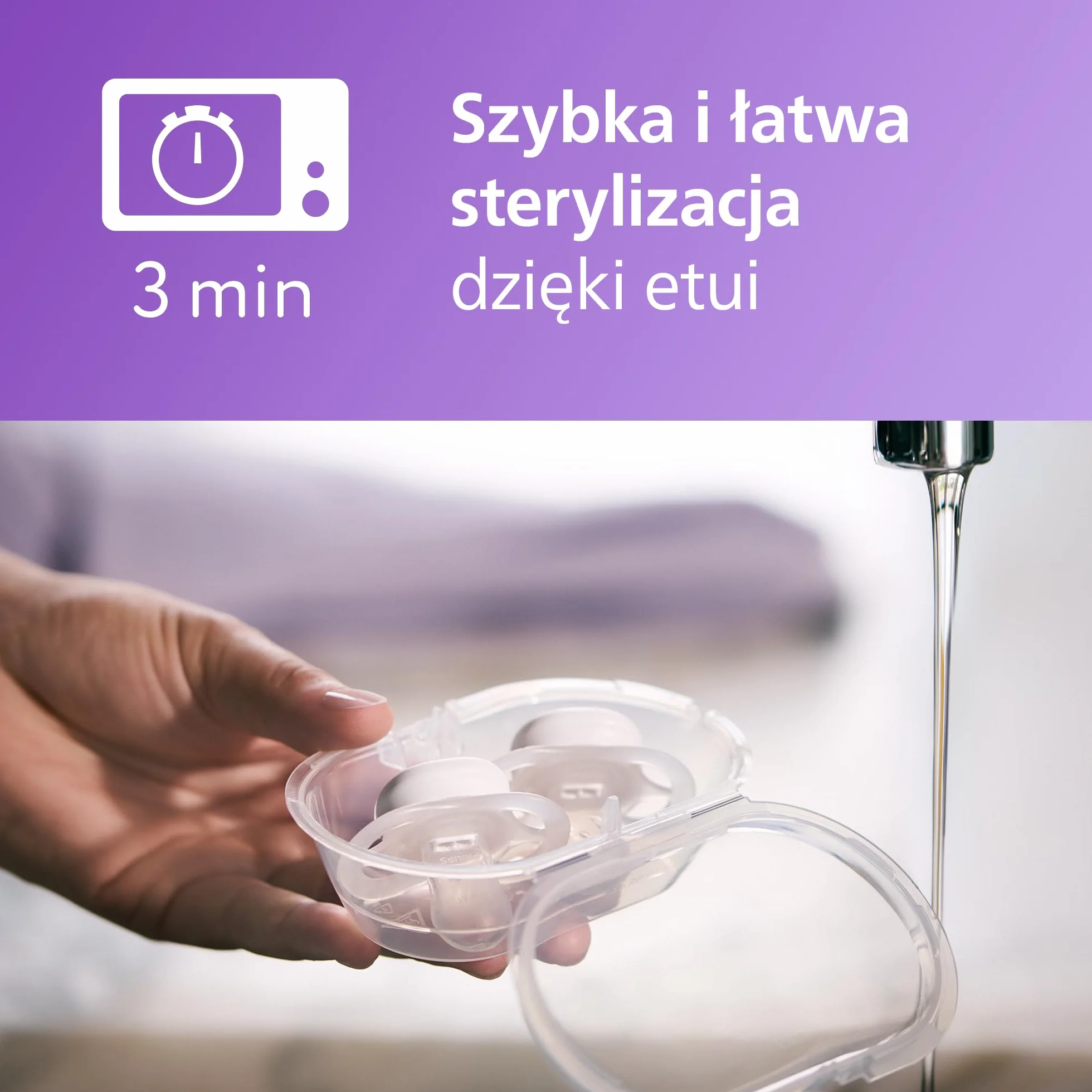 Philips Avent Ultra Start Nighttime, smoczki ortodontyczne dla noworodków w wieku od 0 do 2 miesięcy, świecą w ciemności, silikonowy, bez BPA, ze sterylizatorem/etui, 2 sztuki, SCF075/07