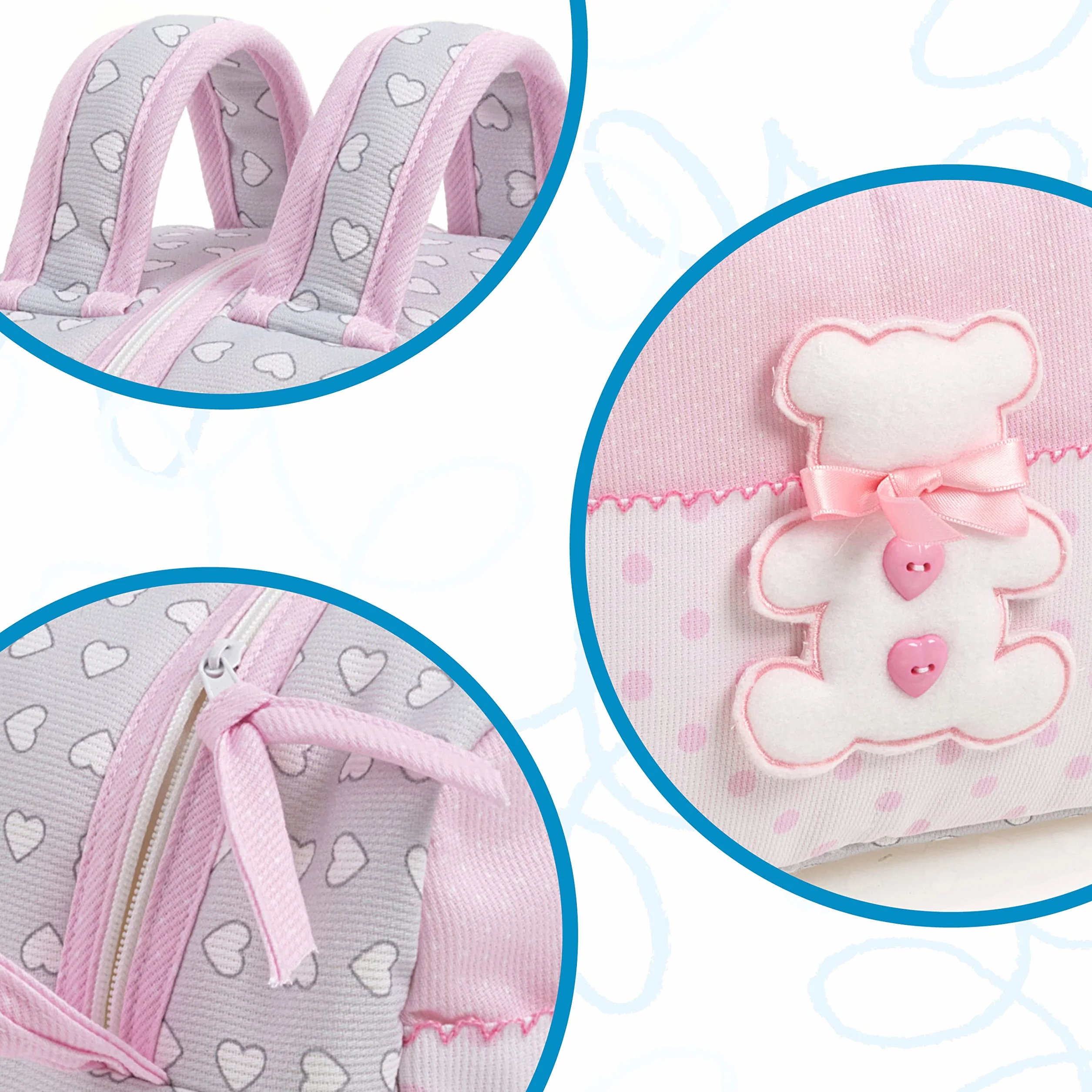 FILET Beauty Case z uchwytami i zamkiem błyskawicznym, bawełna wyściełana, szary i różowy, Made in Italy