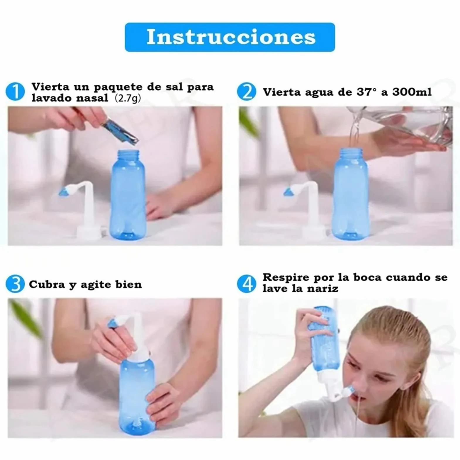 Neti Pot, zestaw do płukania nosa do mycia nosa, butelka do płukania nosa 300 ml środek do czyszczenia nosa do systemu nawadniania nosa dla dzieci dorosłych