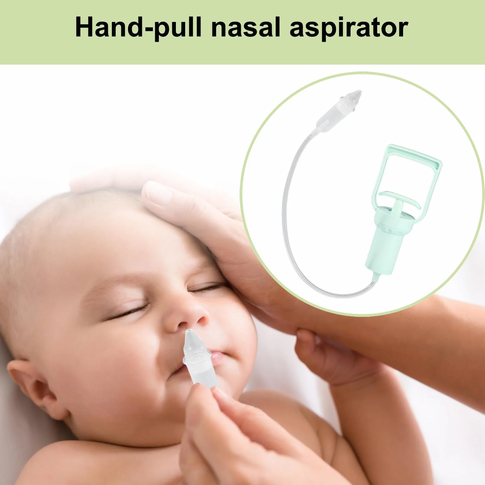 Portable Baby Nasal Aspirator, Hand Powered Nose Sucker, Strong Suction Pump for Congestion Relief, Comfortable Mucus Remover for Babies, Kids, and Adults