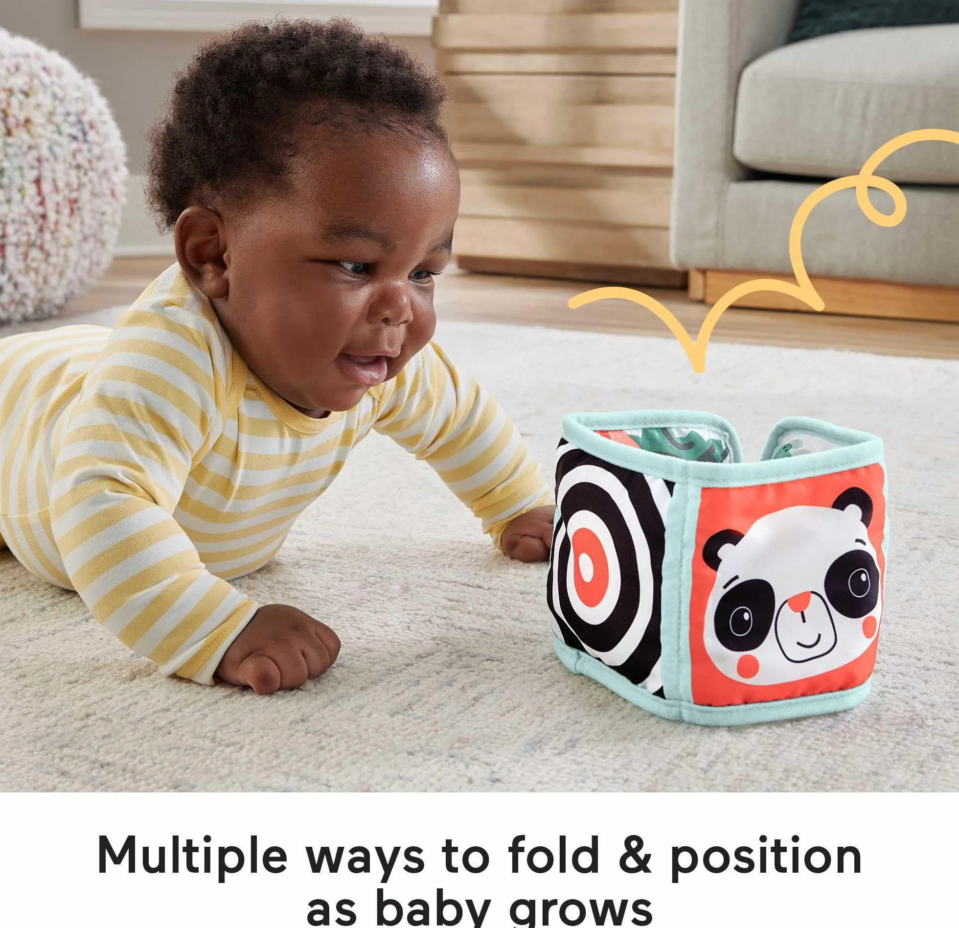Fisher-Price Aktywizujący Panel sensoryczny Książeczka do zabawy na brzuszku i przenoszenia HML63
