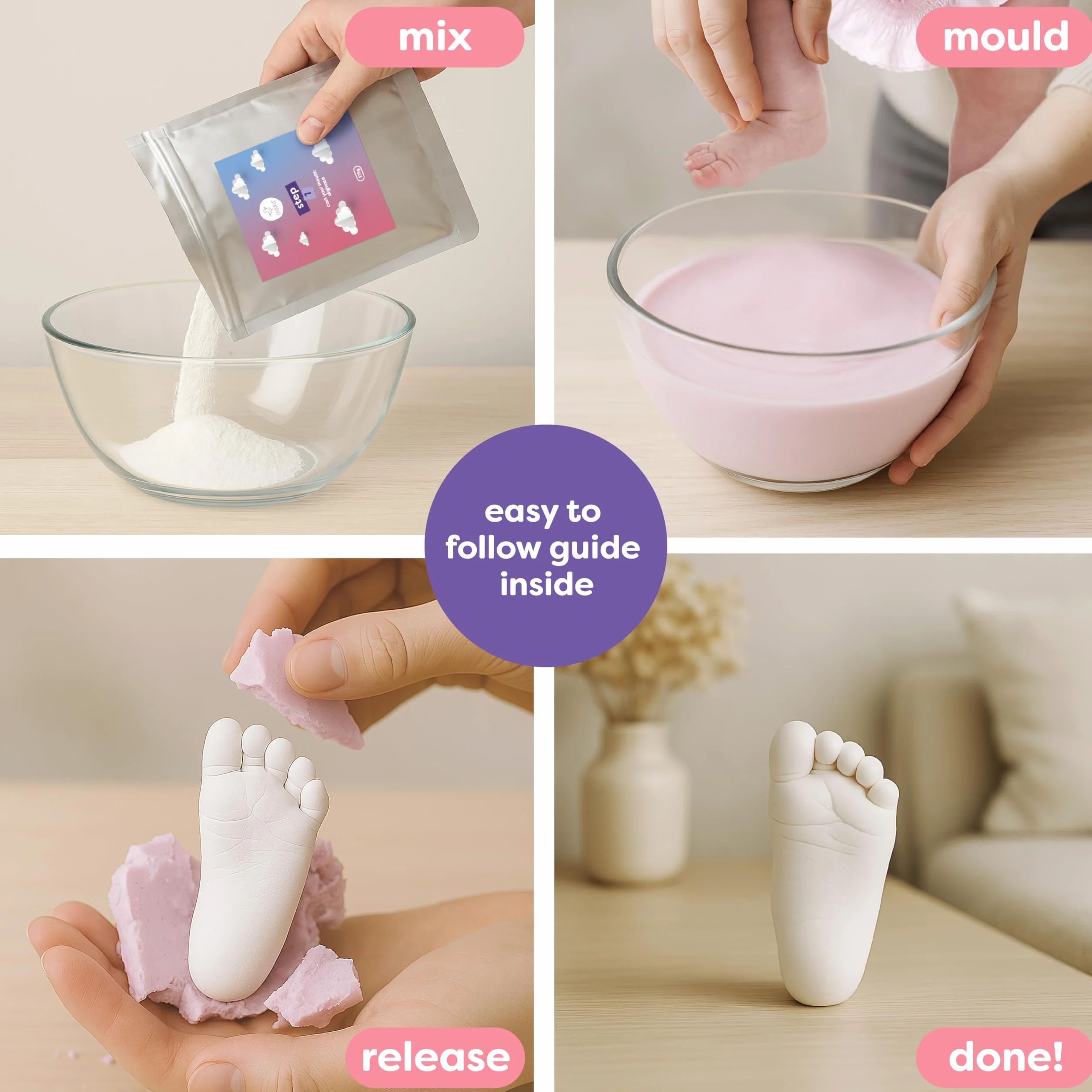 Chuckle Zestaw do odlewania odcisków dłoni dziecka, formowanie 3D, pamiątka, prezent na baby shower