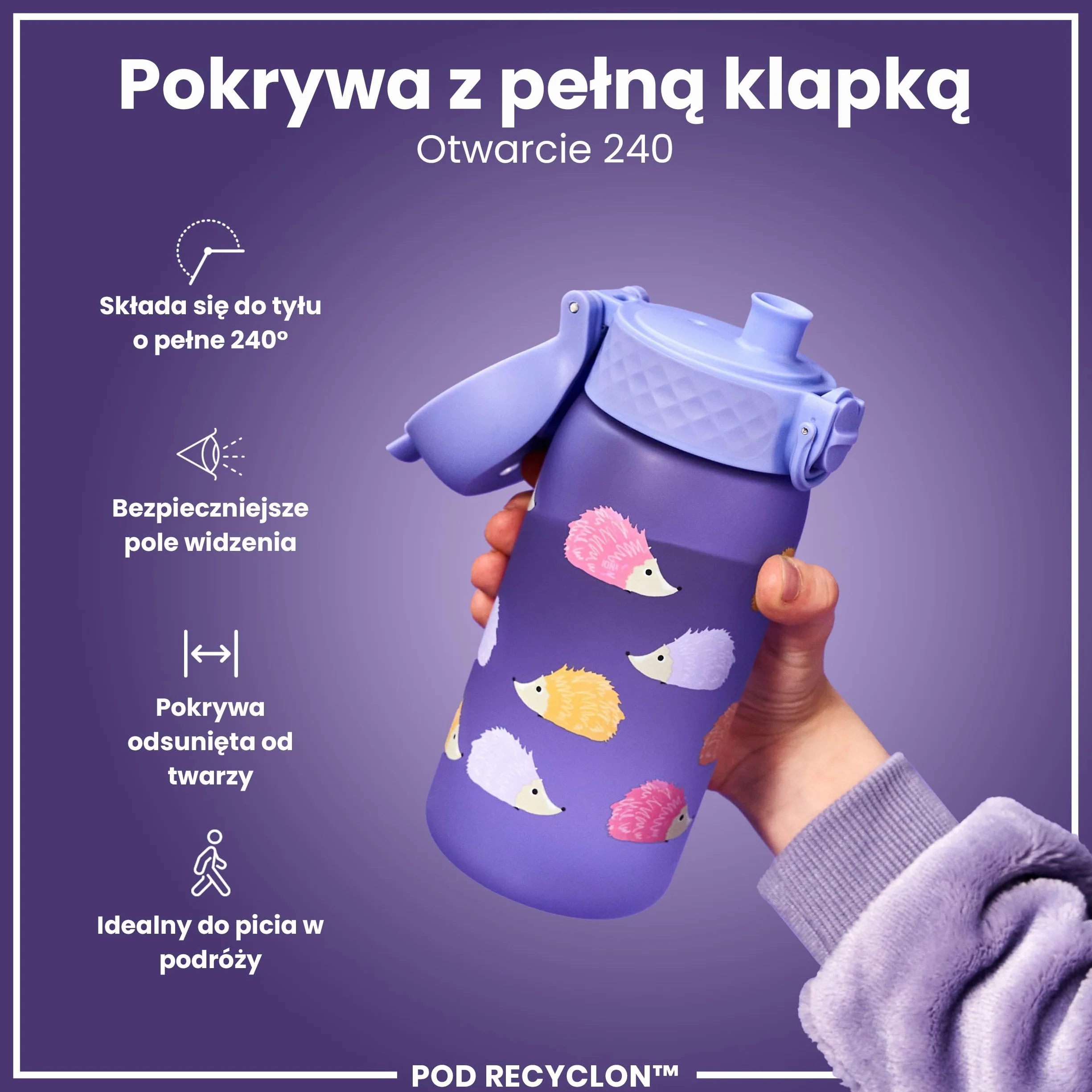 ION8 Butelka dla Dzieci 350 ml Szczelna Łatwa do Otwarcia Bezpieczny Zamek Bez BPA