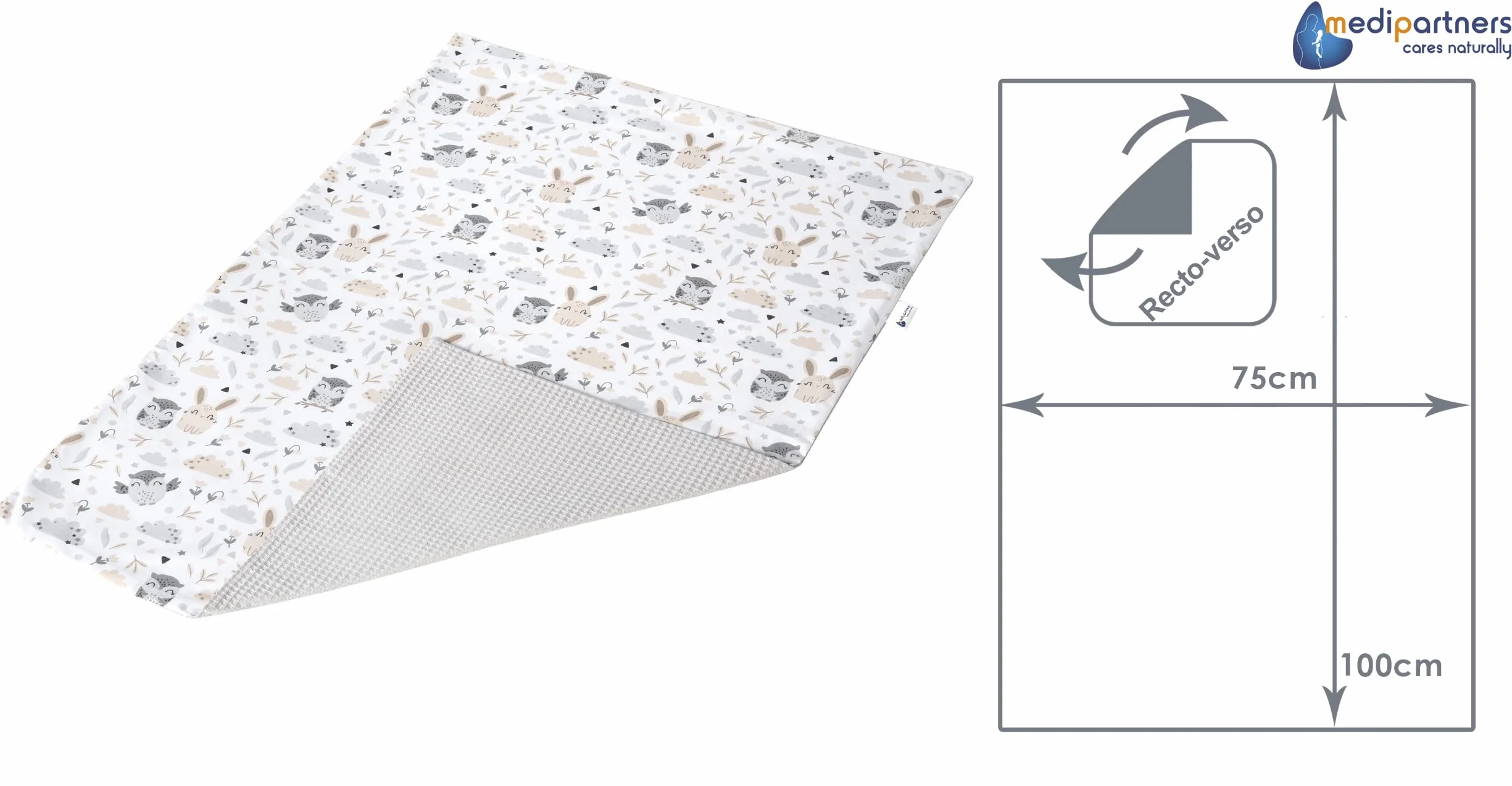 Kocyk dziecięcy 100% Bawełna Wafel 75x100cm Medi Partners Dwustronny Cienki Bez wypełnienia Wielofunkcyjny Miękki Delikatny