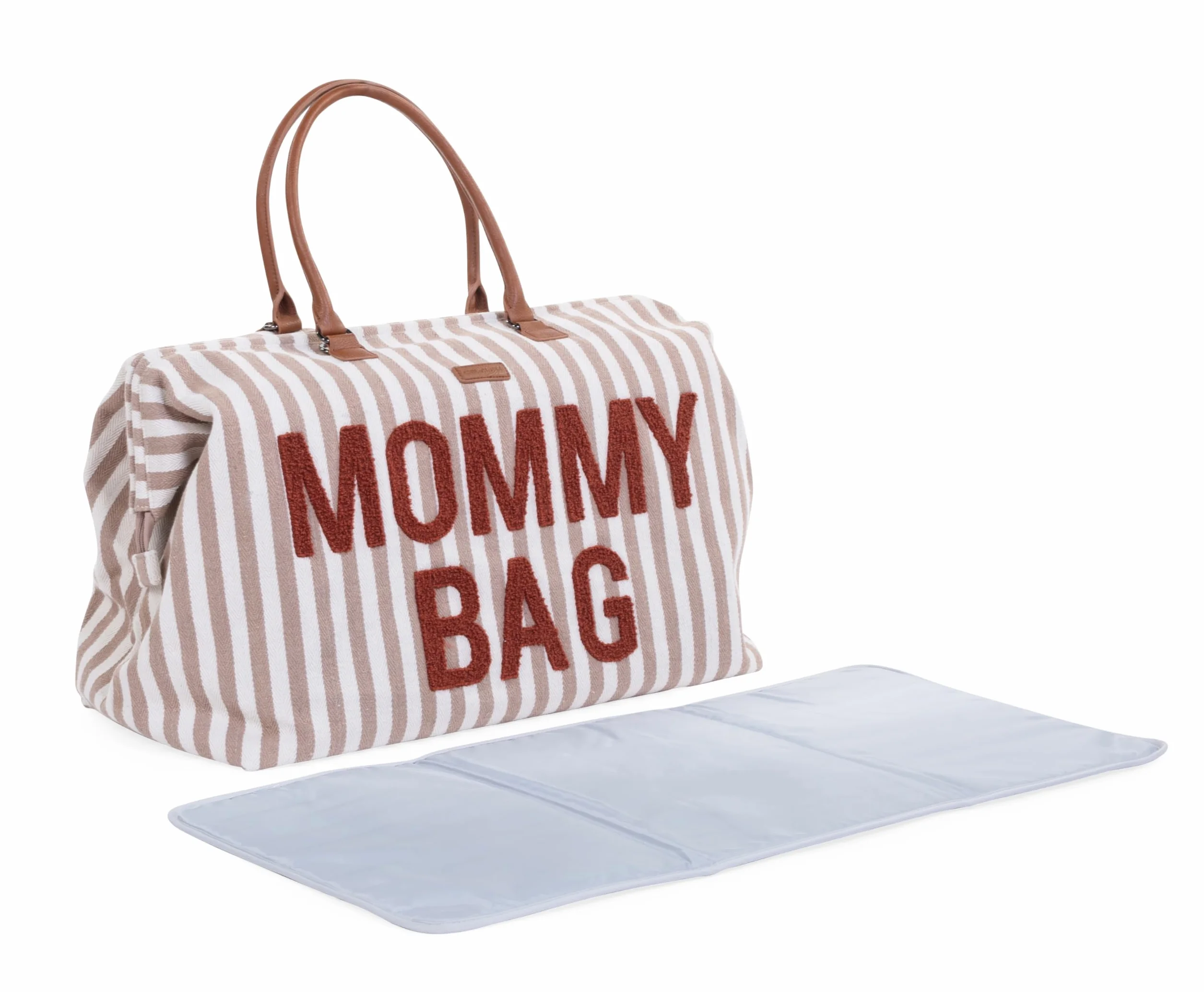 CHILDHOME, Mommy Bag, torba na pieluchy, dla kobiet w ciąży, torba podróżna, duża pojemność, mata do przewijania, regulowany pasek na ramię, izolowana kieszeń, przejście na walizkę, paski terakota