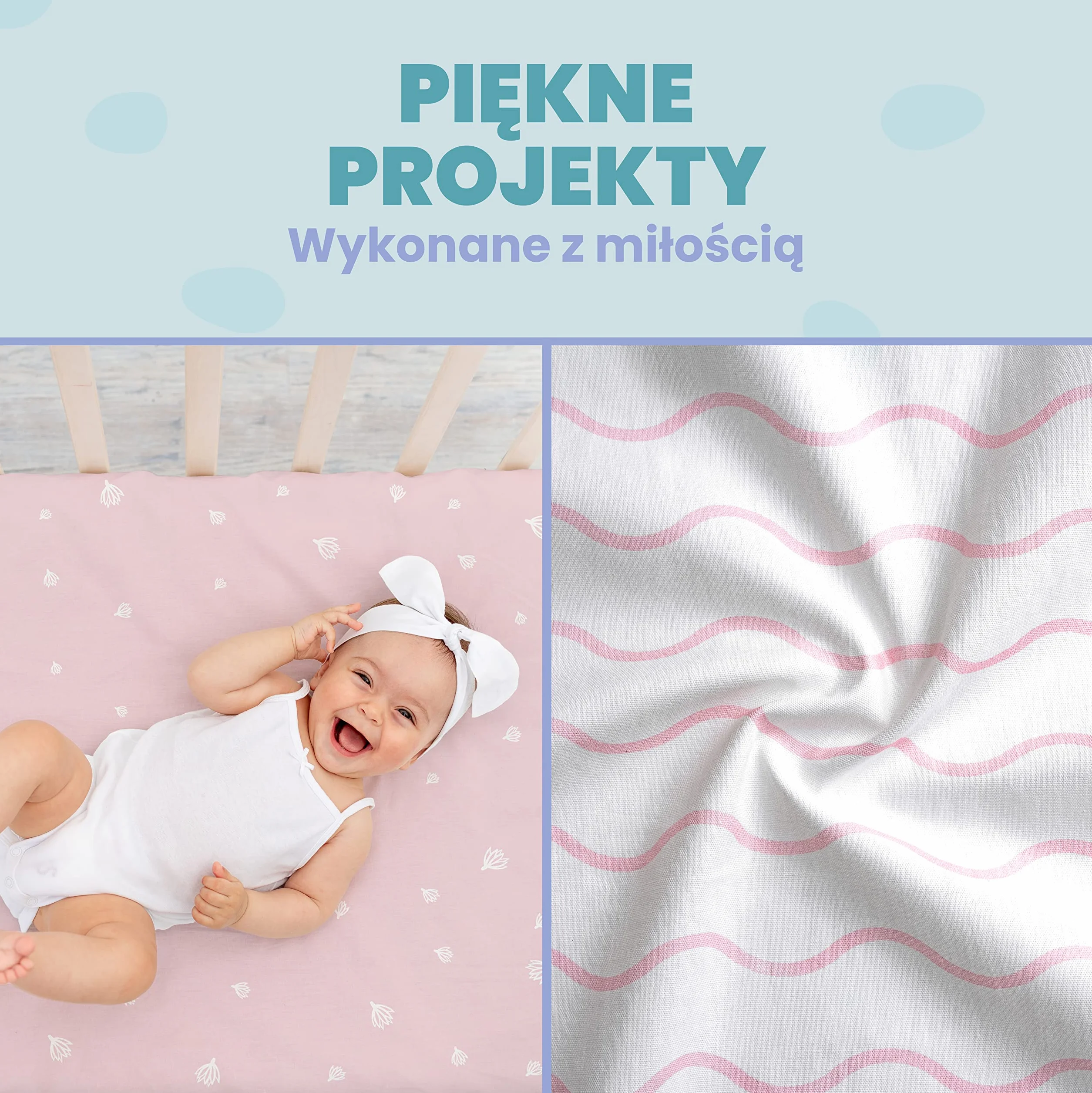 Zestaw 2 x 100% Bawełniane Prześcieradła z Gumką - 1 x 100% Wodoodporny Pokrowiec na Materac - Zestaw 3-55x90cm - Różowy