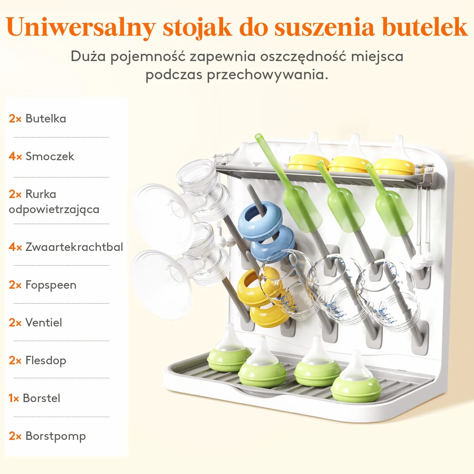 Lifewit Pionowy Stojak do Suszenia Butelek z 10 Haczykami i Tacką Ociekową, Oszczędzający Miejsce do Suszenia Kubków, Części Pompki i Akcesoriów dla Niemowląt