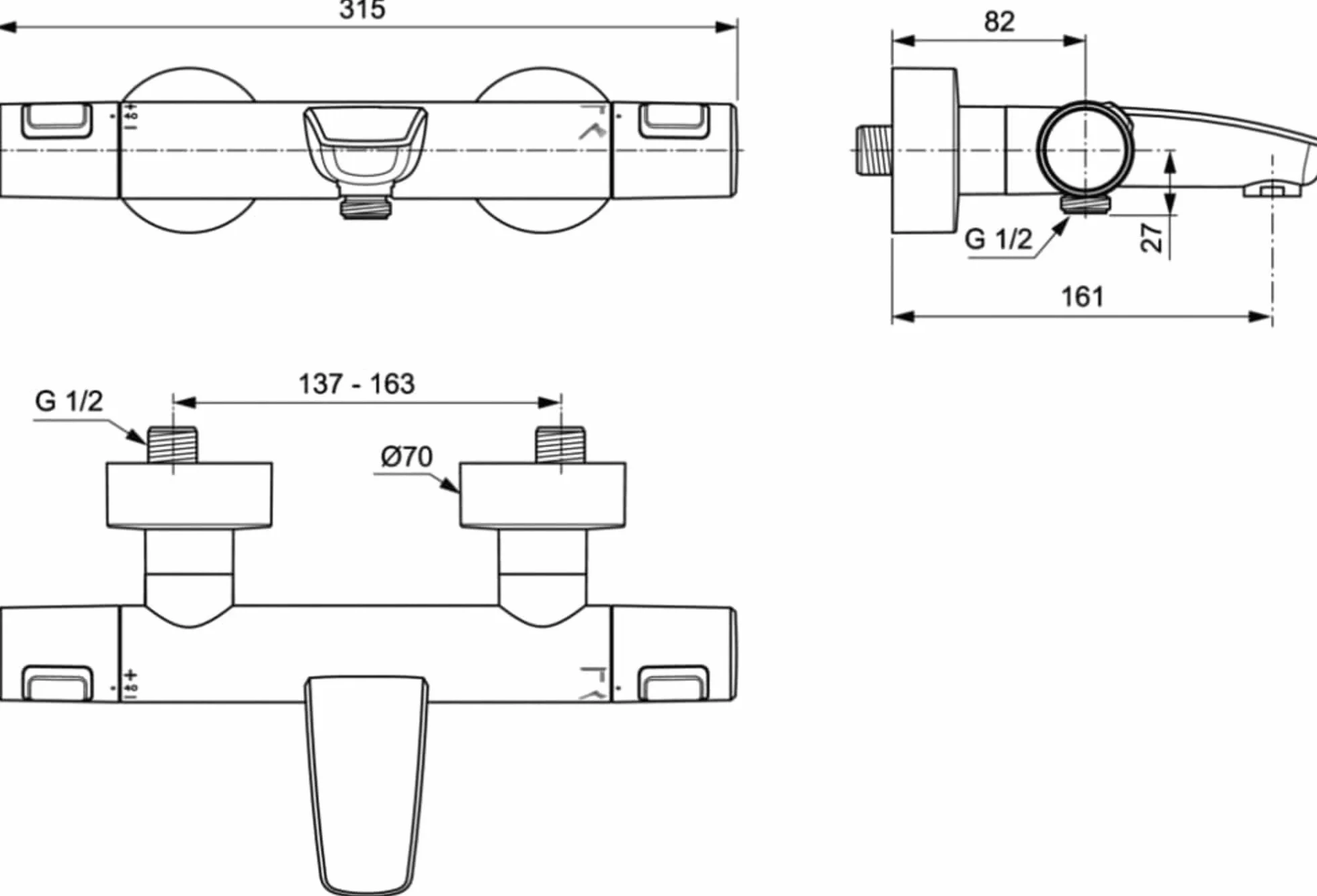 Ideal Standard A7544XG Ceratherm T25 termostat łazienkowy natynkowy