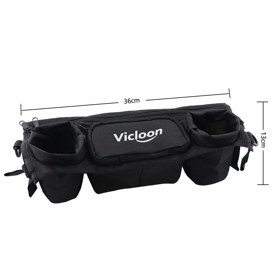 Vicloon Organizer do wózka dziecięcego z 2 uchwytami na napoje, organizer do wózka dziecięcego, uniwersalna torba do wózka dziecięcego, butelka na napoje, wilgotne chusteczki, pieluchy, akcesoria dla