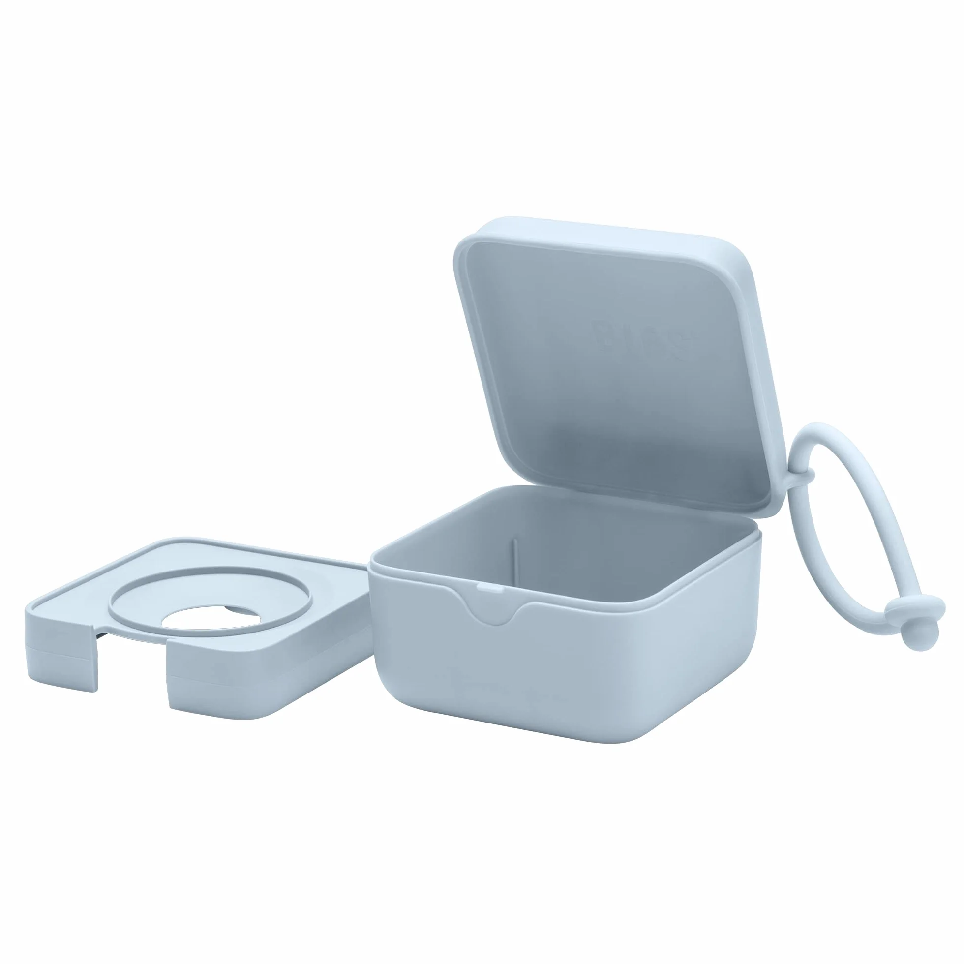 BIBS Pudełko na smoczek z gumką. Pudełko sterylizatora na smoczek. Materiał w 100% wolny od BPA. Wyprodukowano w Danii. Baby Blue