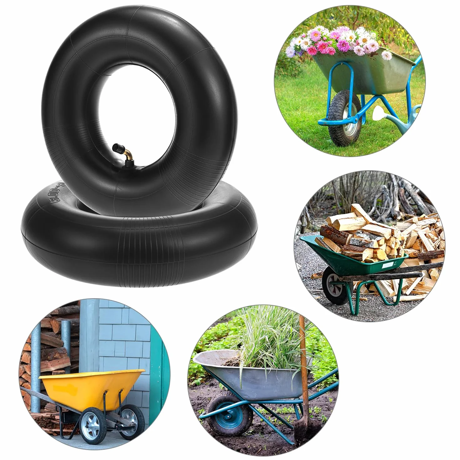 QWORK® 2-pak 3.00-4 dętki zamienne, 260 x 85 mm opona do taczki, do taczek workowych, wózków i skuterów mobilnych