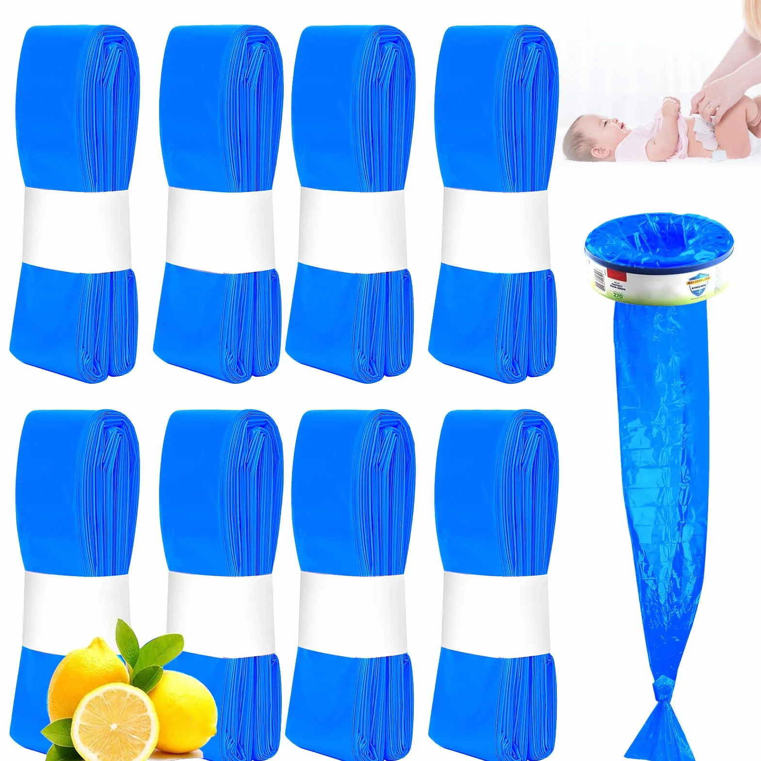 Wkłady na pieluchy, 10 sztuk, 7 warstw ochronnych, kompatybilne z Tommee Tippee + Twist & Click+ Litter Locker Ii (niebieski)