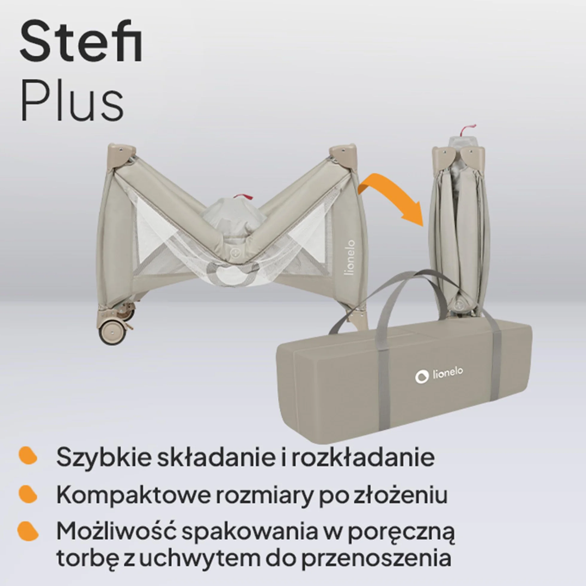 LIONELO Stefi Plus łóżeczko turystyczne 2 w 1 do 15 kg, łóżko dziecięce z materacem, boczne wejście z zamkiem błyskawicznym, wysokiej jakości materac piankowy, szybkie składanie