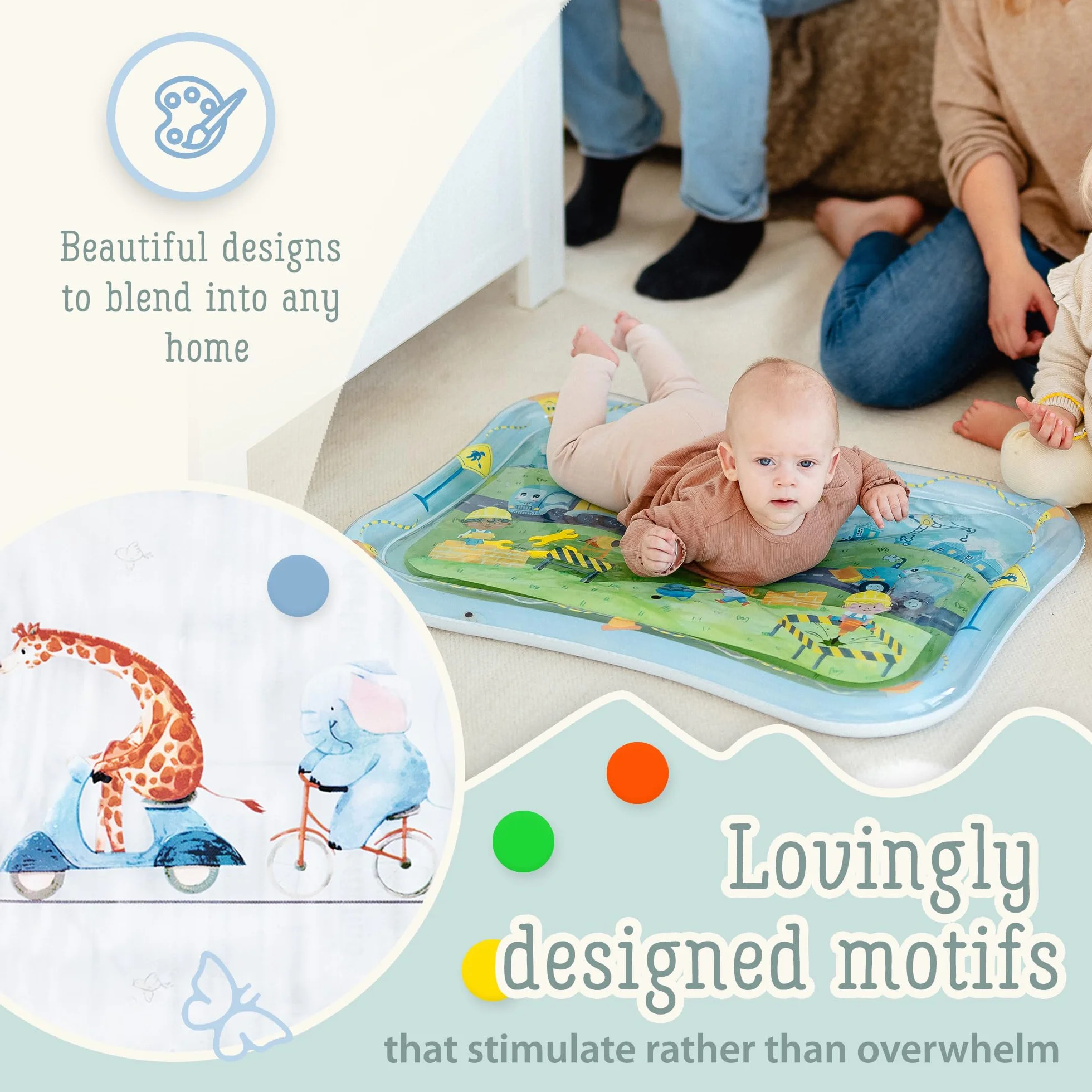 Freudeskind TummyTime mata wodna XXL sensoryczna mata do zabawy Montessori dla niemowląt 0-24 miesięcy