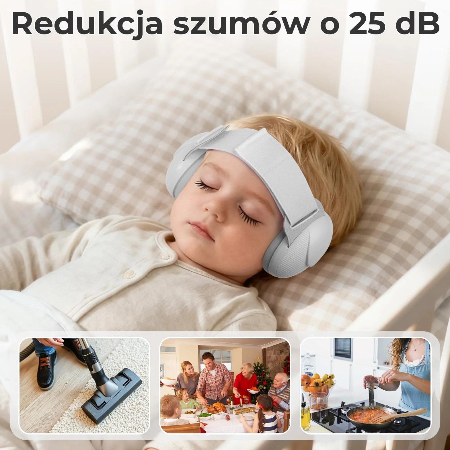 Ochrona słuchu niemowląt, redukcja szumów 25 dB, słuchawki dla niemowląt z certyfikatem CE i ANSI, przenośne i wygodne nauszniki dla małych dzieci w wieku od 0 do 48