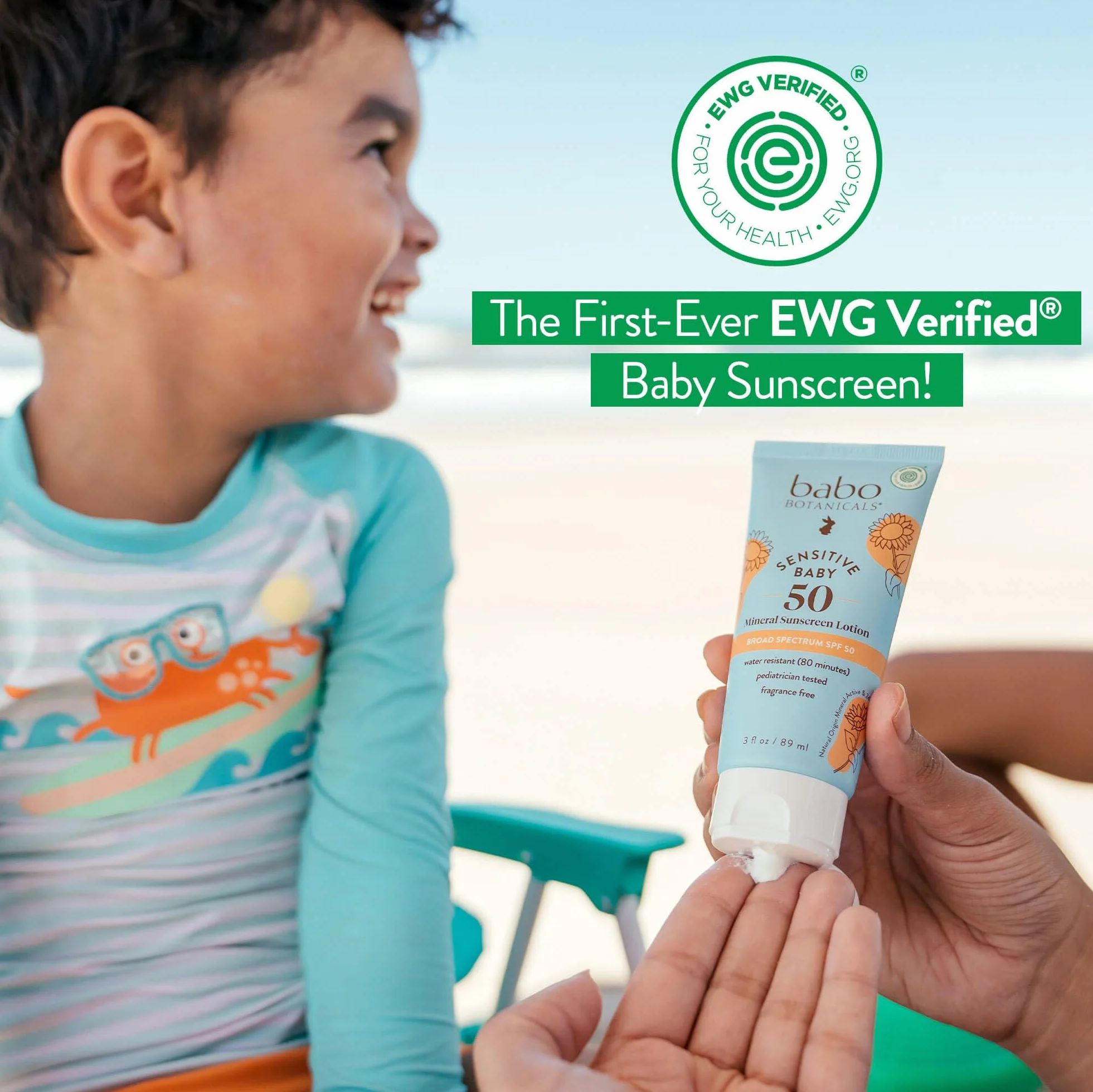 Babo Botanicals Baby Skin Spf 50 Mineral Sheer & Gentle Sunscreen Fragrance Free Lotion, 3 Fl Oz, Unscented, 3 unce Fluid Ounce