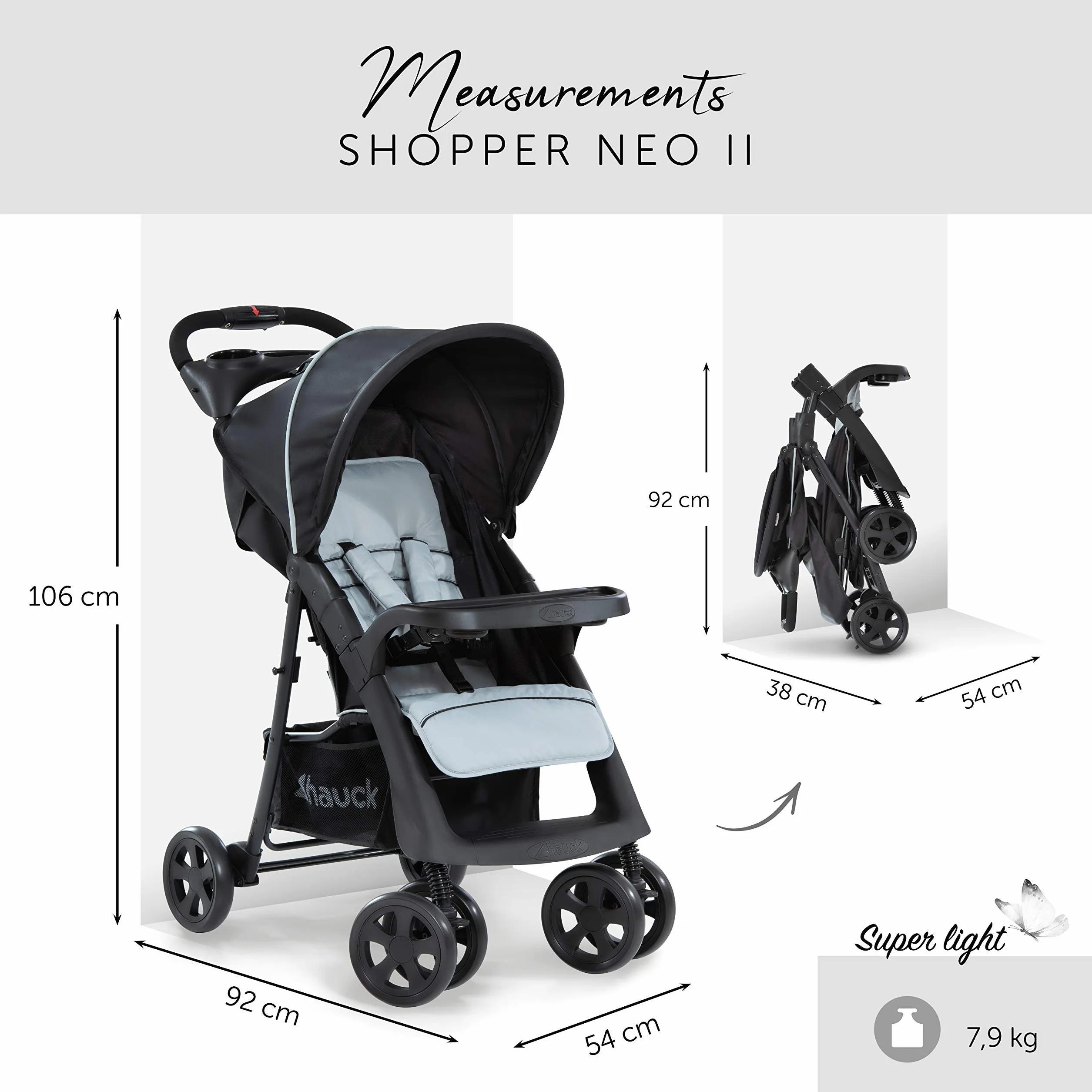 Hauck Shopper Neo II Buggy wózek 25 kg składany lekki srebrny szary