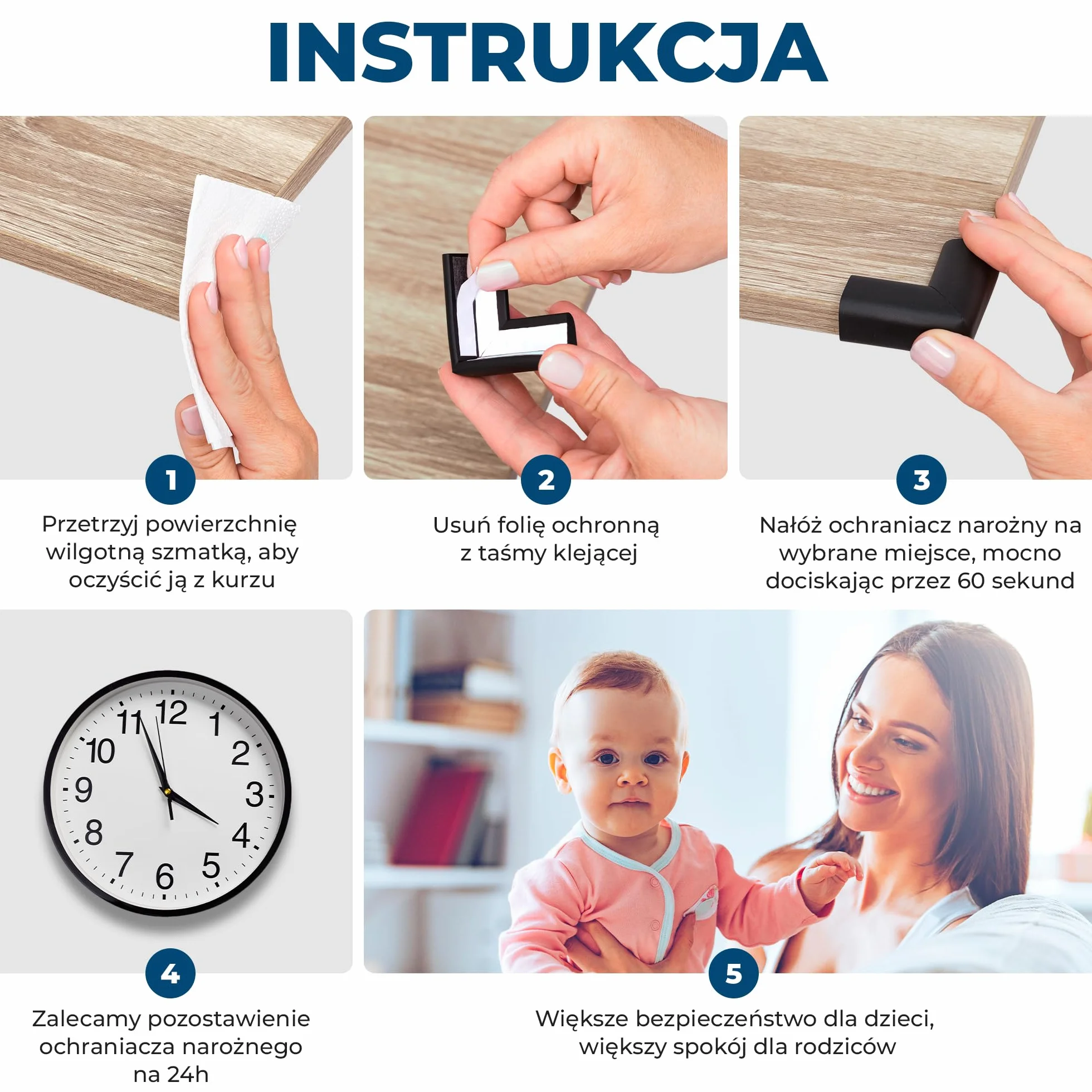 Hoffenbach Ochrona Narożników dla Dzieci – Samoprzylepna Ochrona Krawędzi Stołu i Mebli, Miękkie Narożniki Bezpieczeństwa, Brązowy