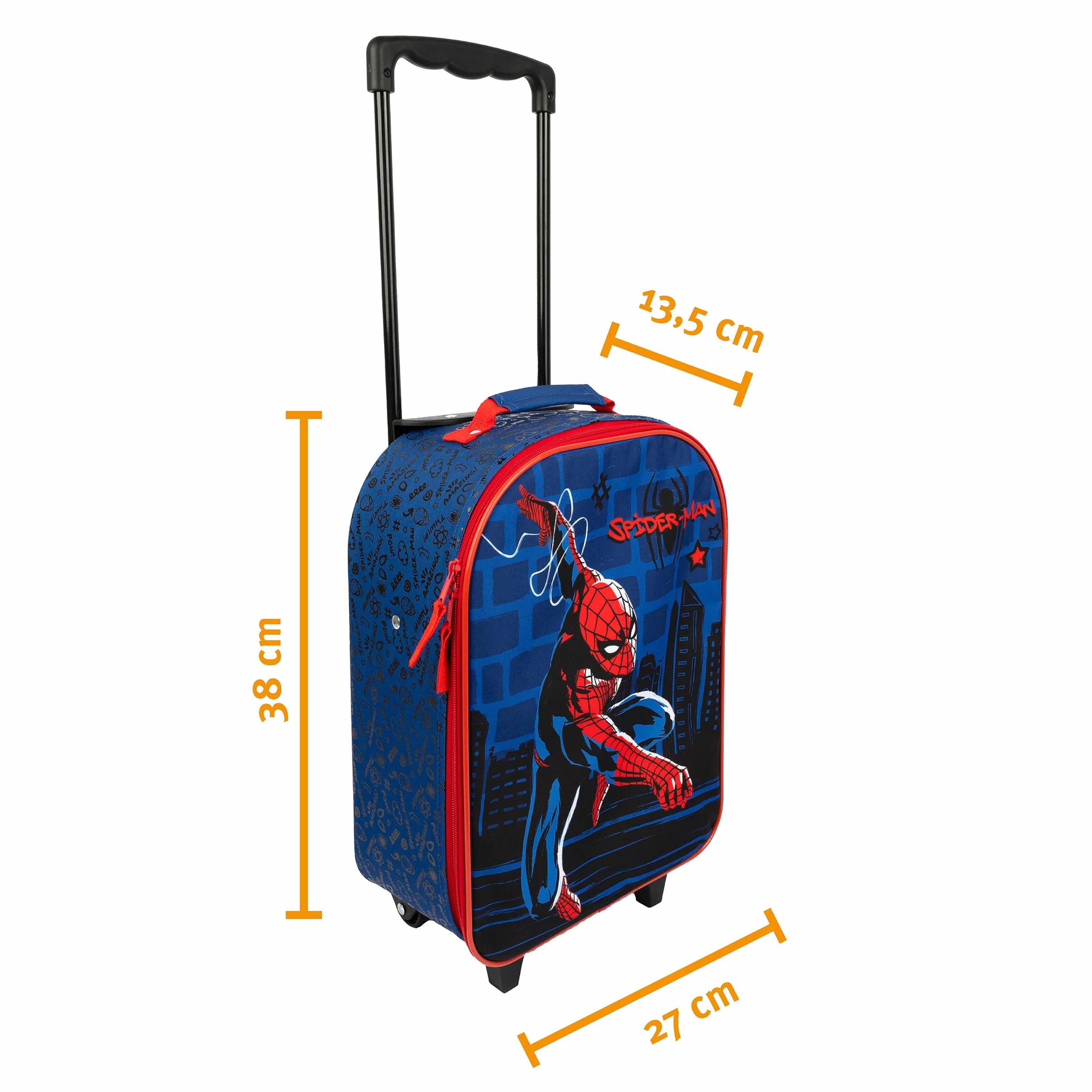 Undercover - Wózek dziecięcy Spider Man - przestronna komora główna - idealny towarzysz podróży - regulowany i mocowany drążek teleskopowy