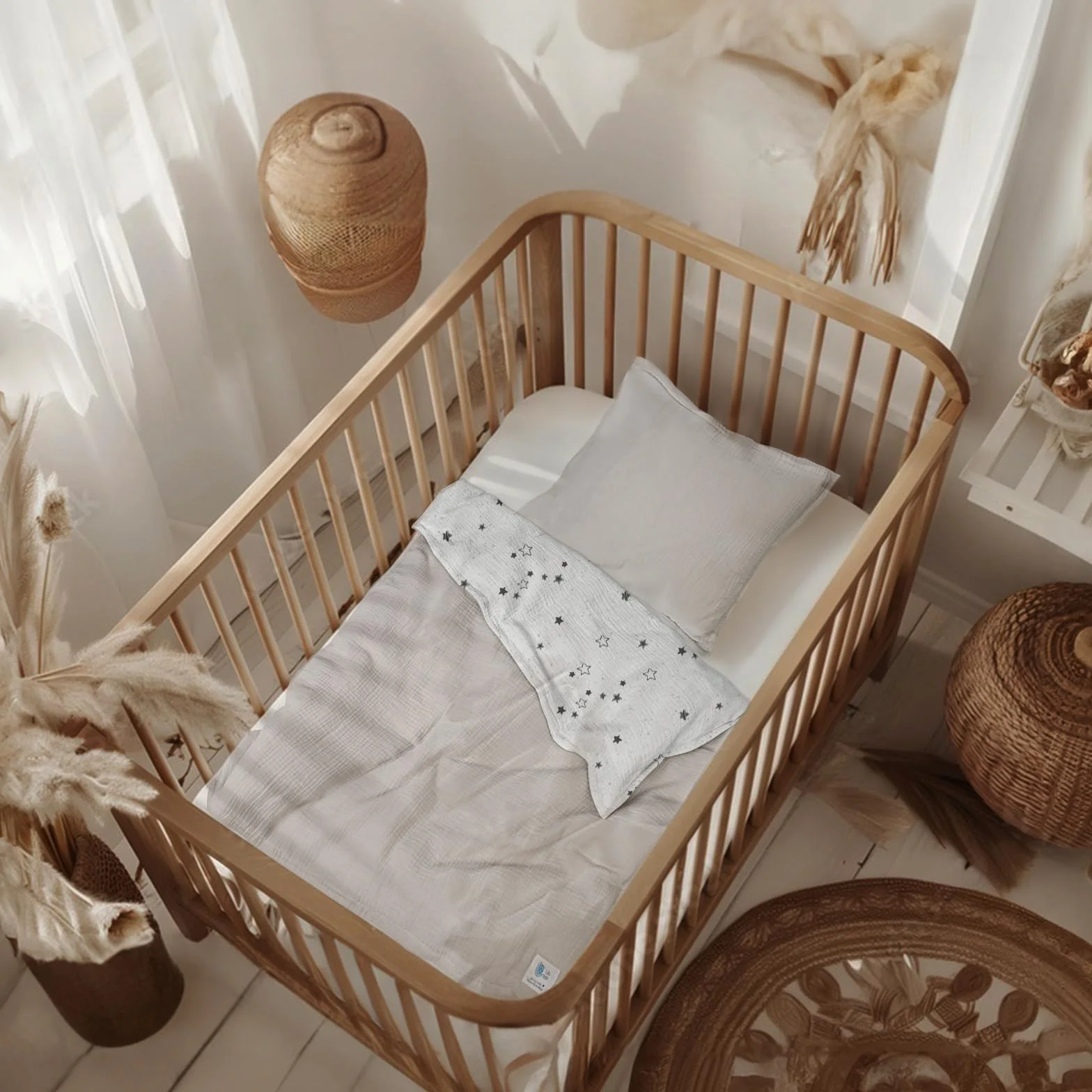 lulumoon Pościel z muślinu dla niemowląt 80x80 Oeko-TEX Standard bawełna zestaw