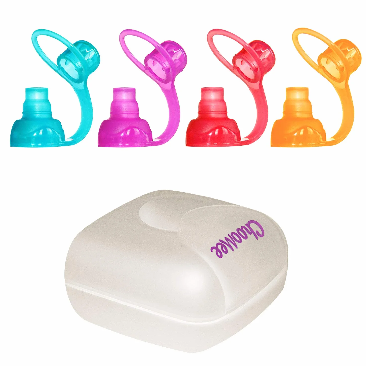 ChooMee SoftSip Food Pouch Topy | 4 kolory + białe etui | Zapobiegaj pilom i chroń dzieci usta