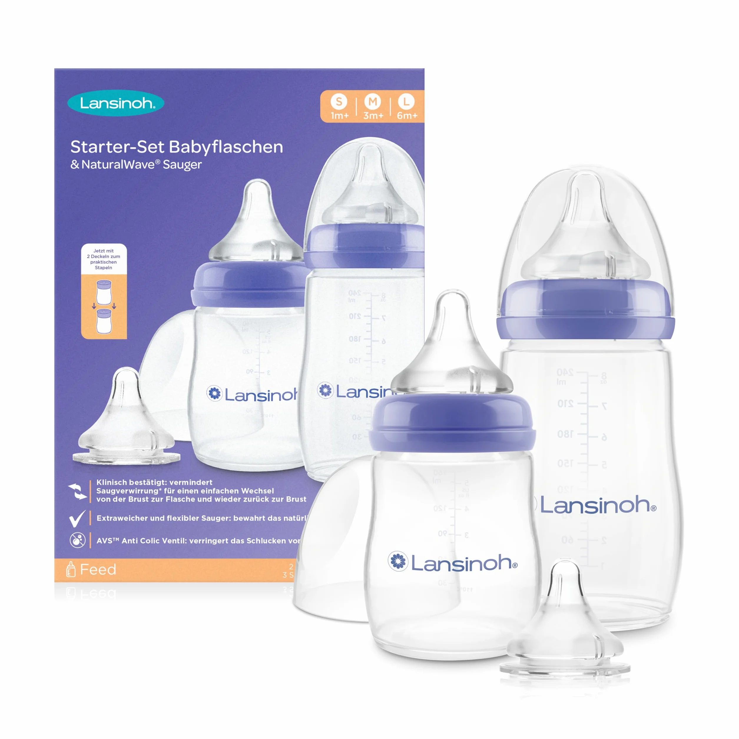 Lansinoh I Starter Set Butelki i Smoczki Natural Wave Przezroczysty