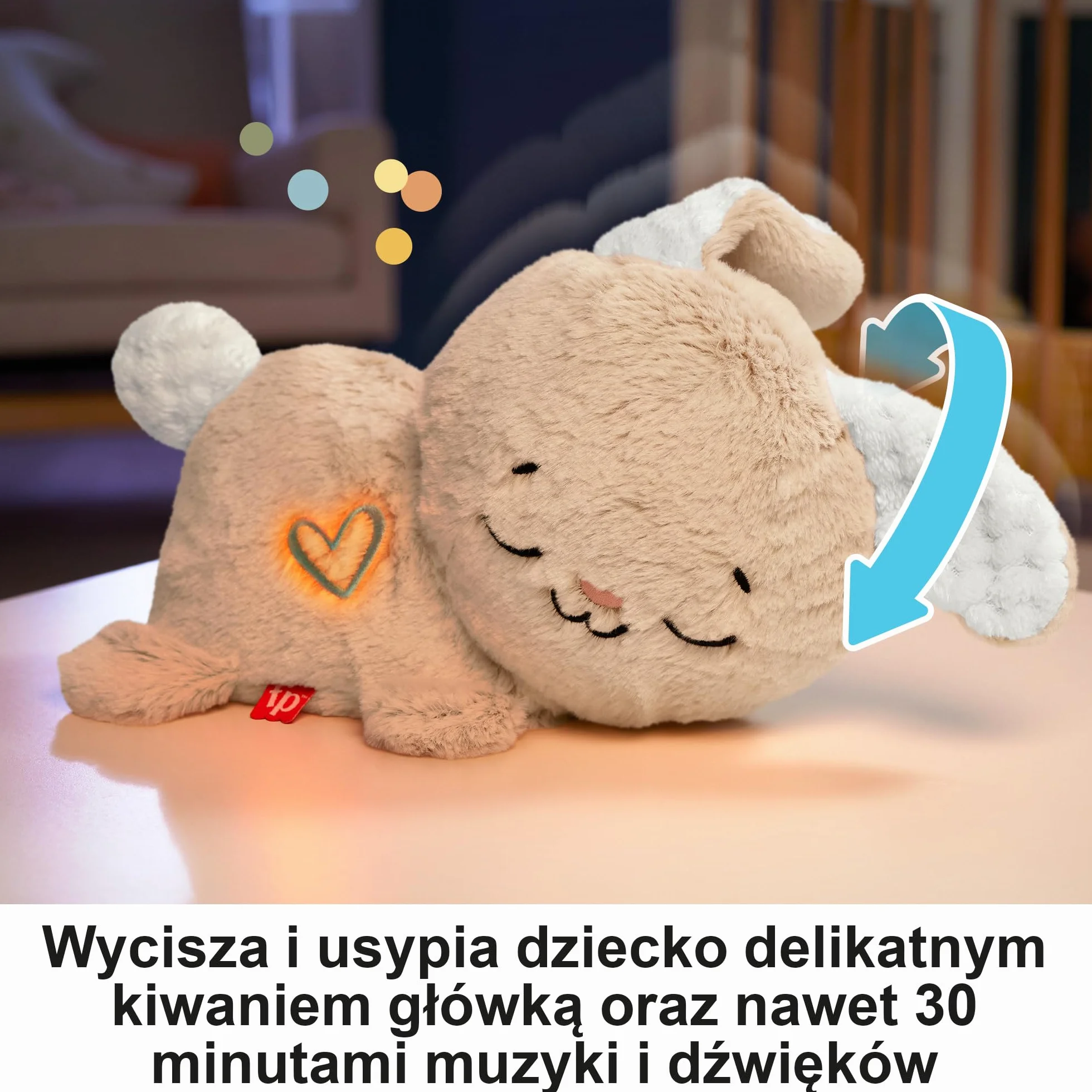 Fisher-Price Śpiący Króliczek Usypiacz Przenośna Przytulanka z Muzyką i Światełkami HXG97