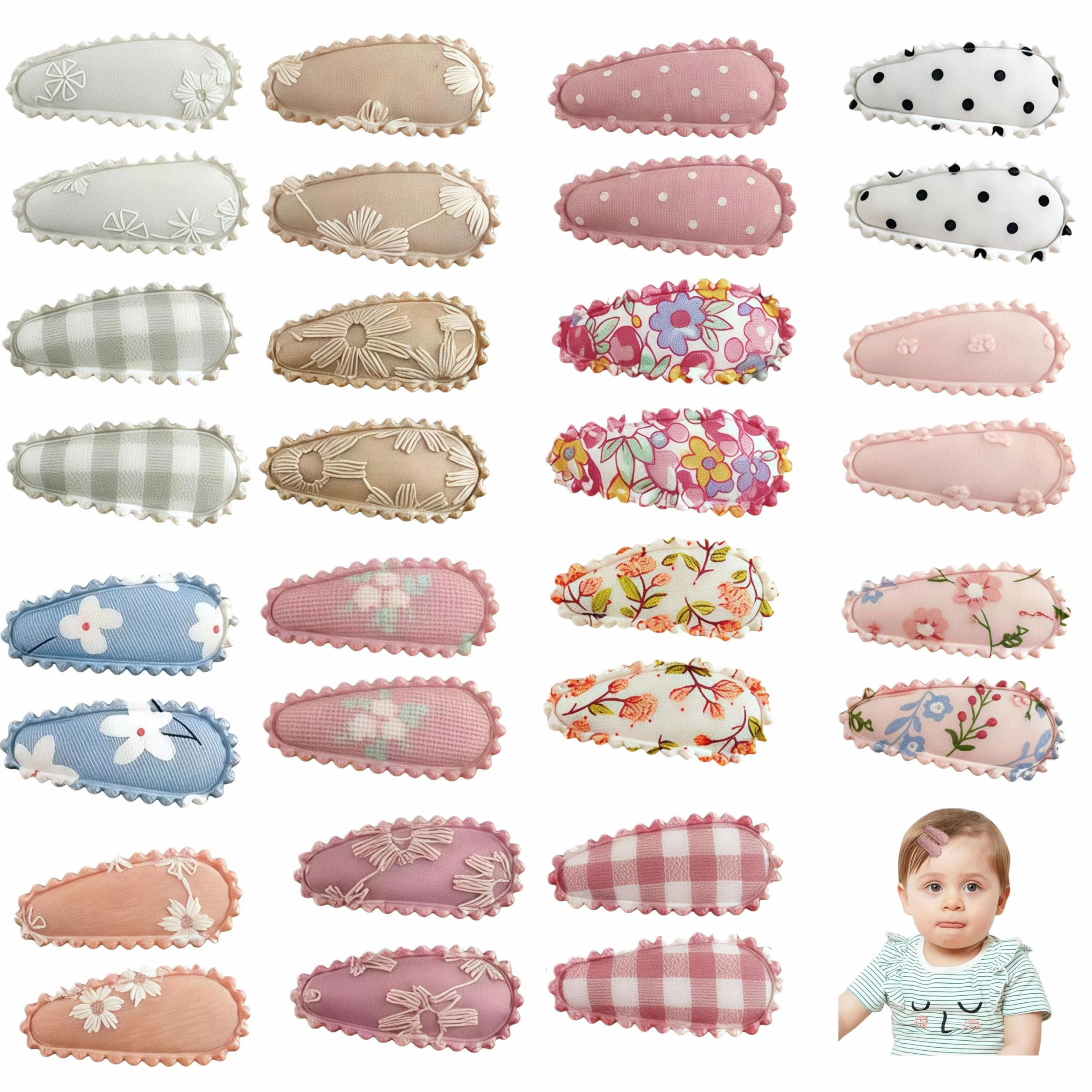VelvetGlow 30 sztuk spinek do włosów dla niemowląt, 15 kolorów urocze spinki do włosów dla małych dzieci, zestaw mini akcesoriów do włosów 1,5" dla dziewczynek i niemowląt