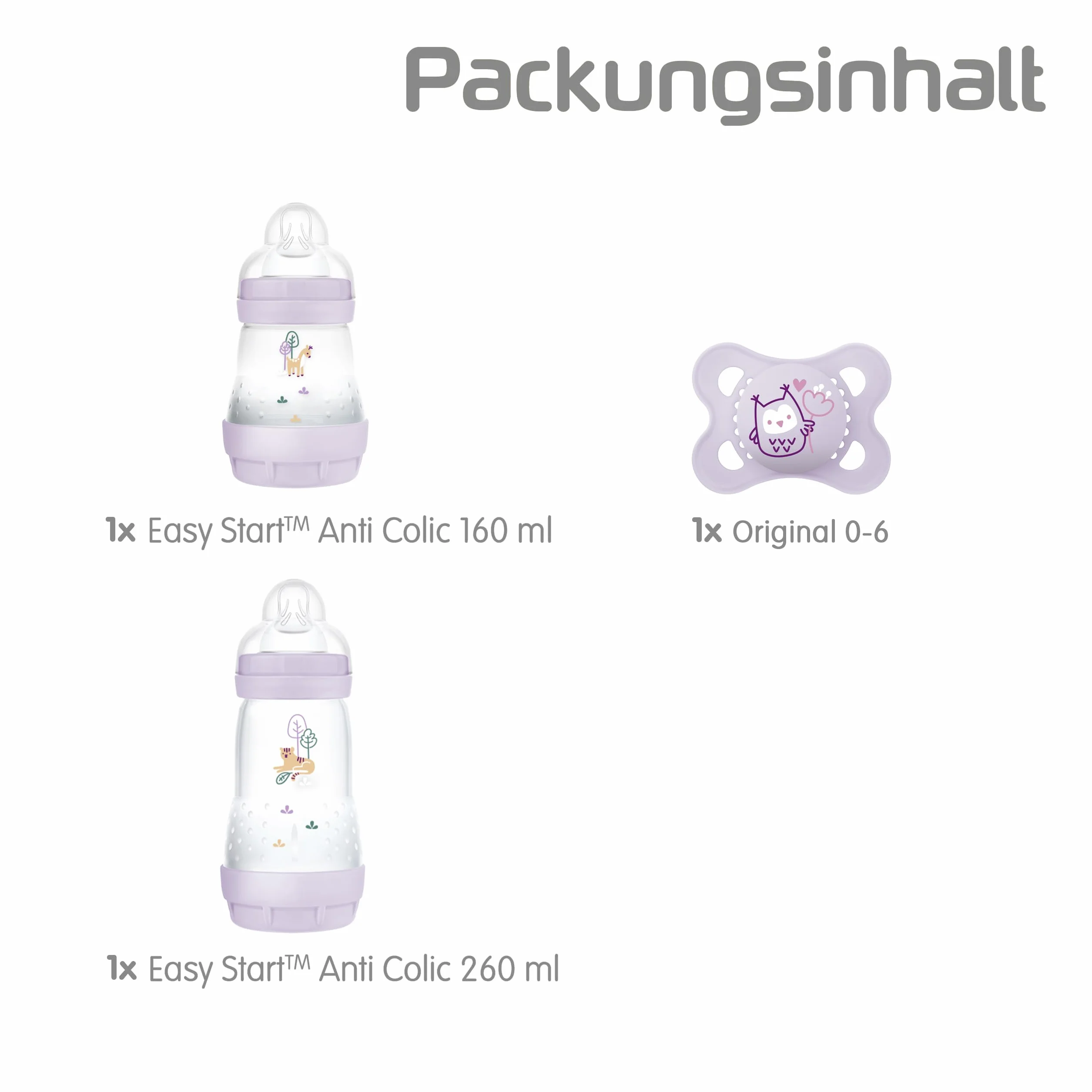 MAM Anti-Colic zestaw startowy S, 2 butelki 160 ml i 260 ml, smoczek rozmiar 1